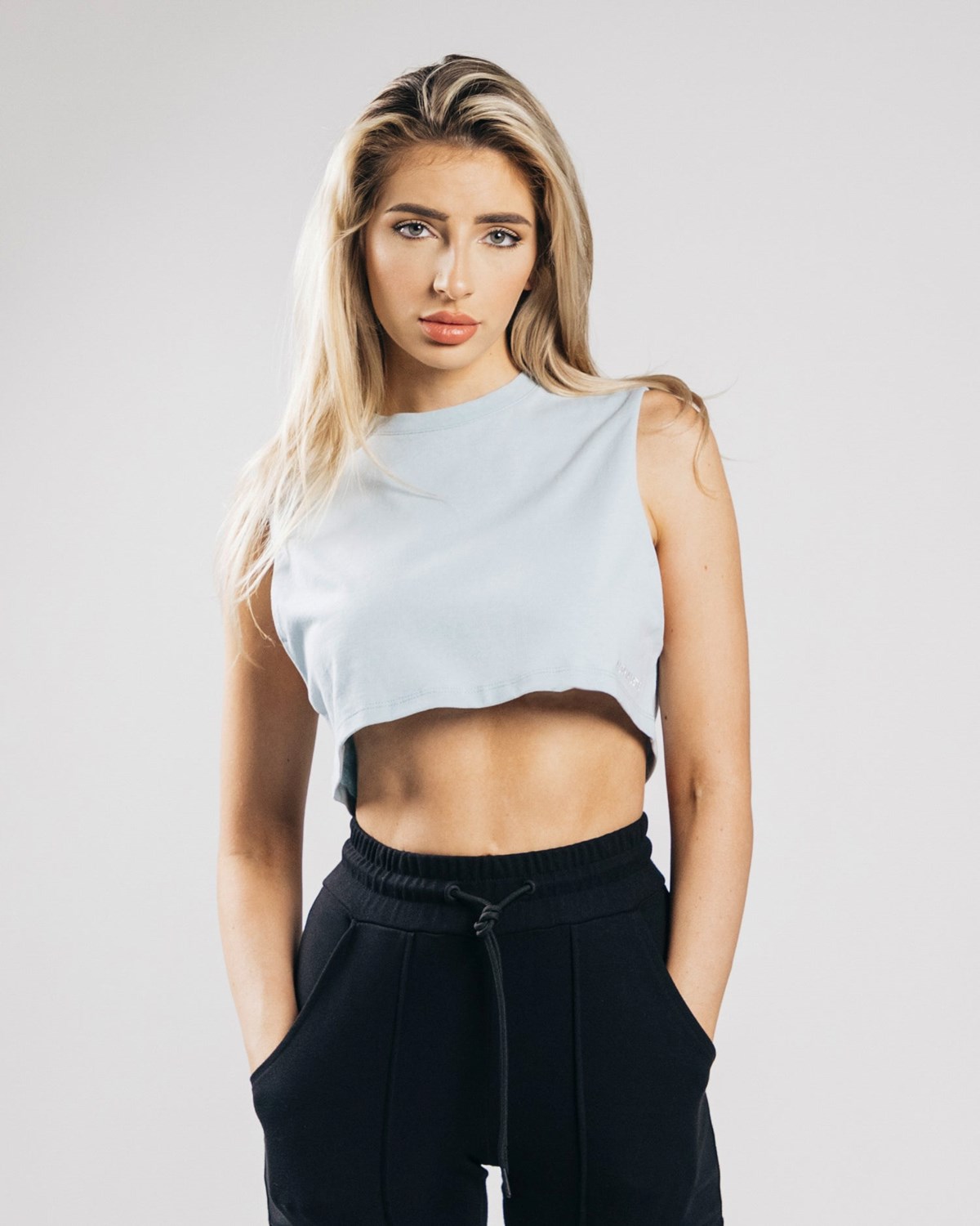 Alphalete Heavy Bavlnene Cropped Cutoff Modre | 327-GNYXOZ