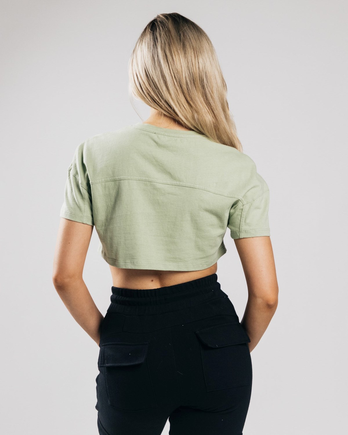 Alphalete Heavy Bavlnene Dropped Shoulder Crop Matcha | 048-LBQAHM