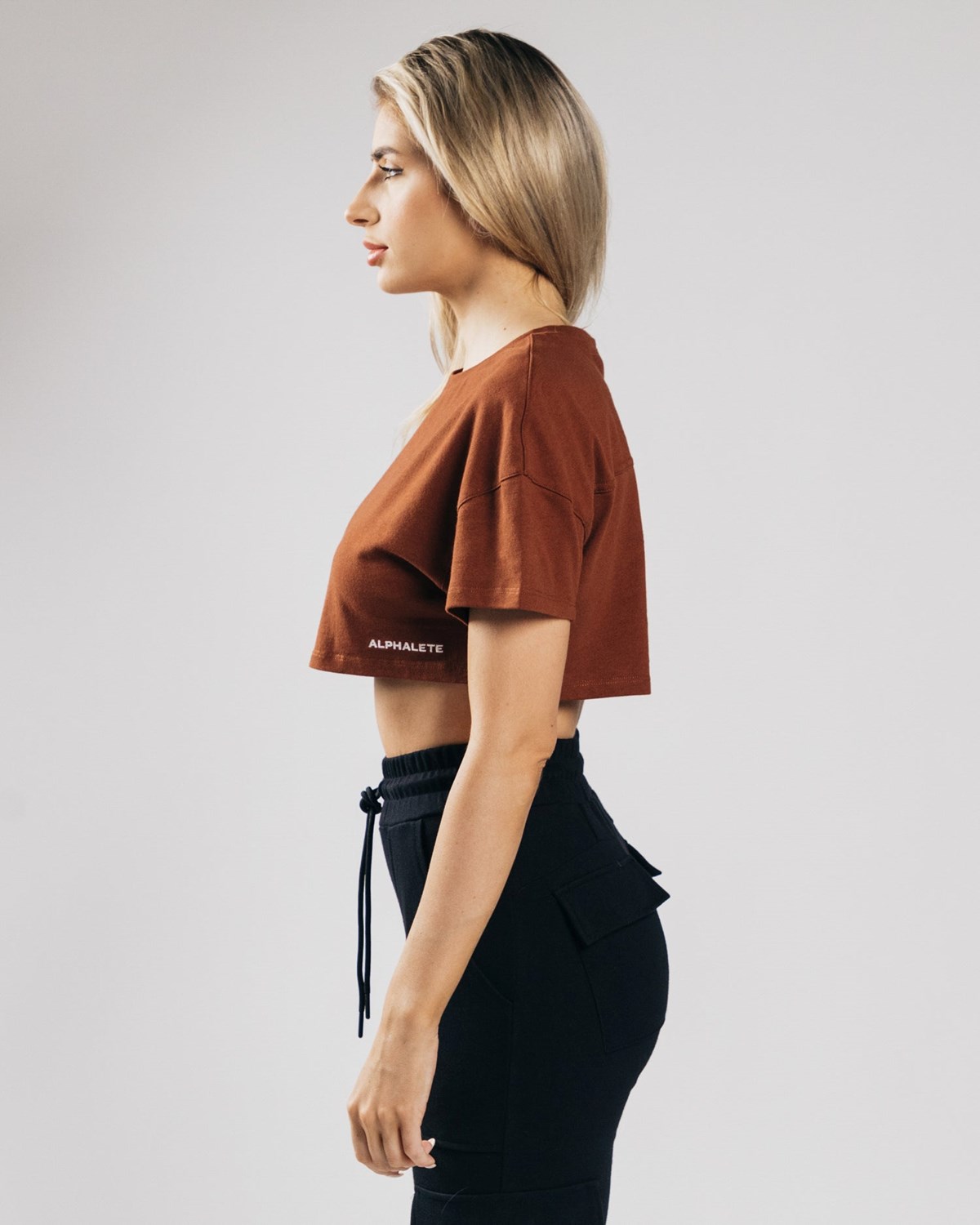 Alphalete Heavy Bavlnene Dropped Shoulder Crop Meď | 359-ZGHUXB