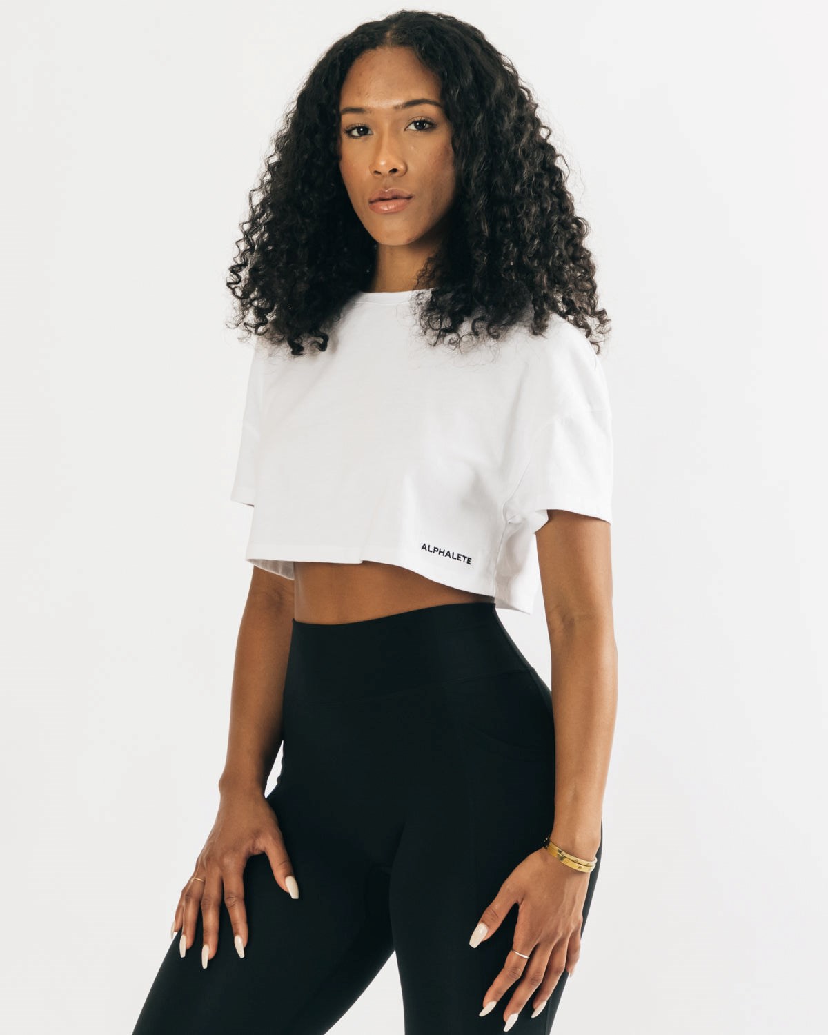 Alphalete Heavy Bavlnene Dropped Shoulder Crop Biele | 467-JFIPZG