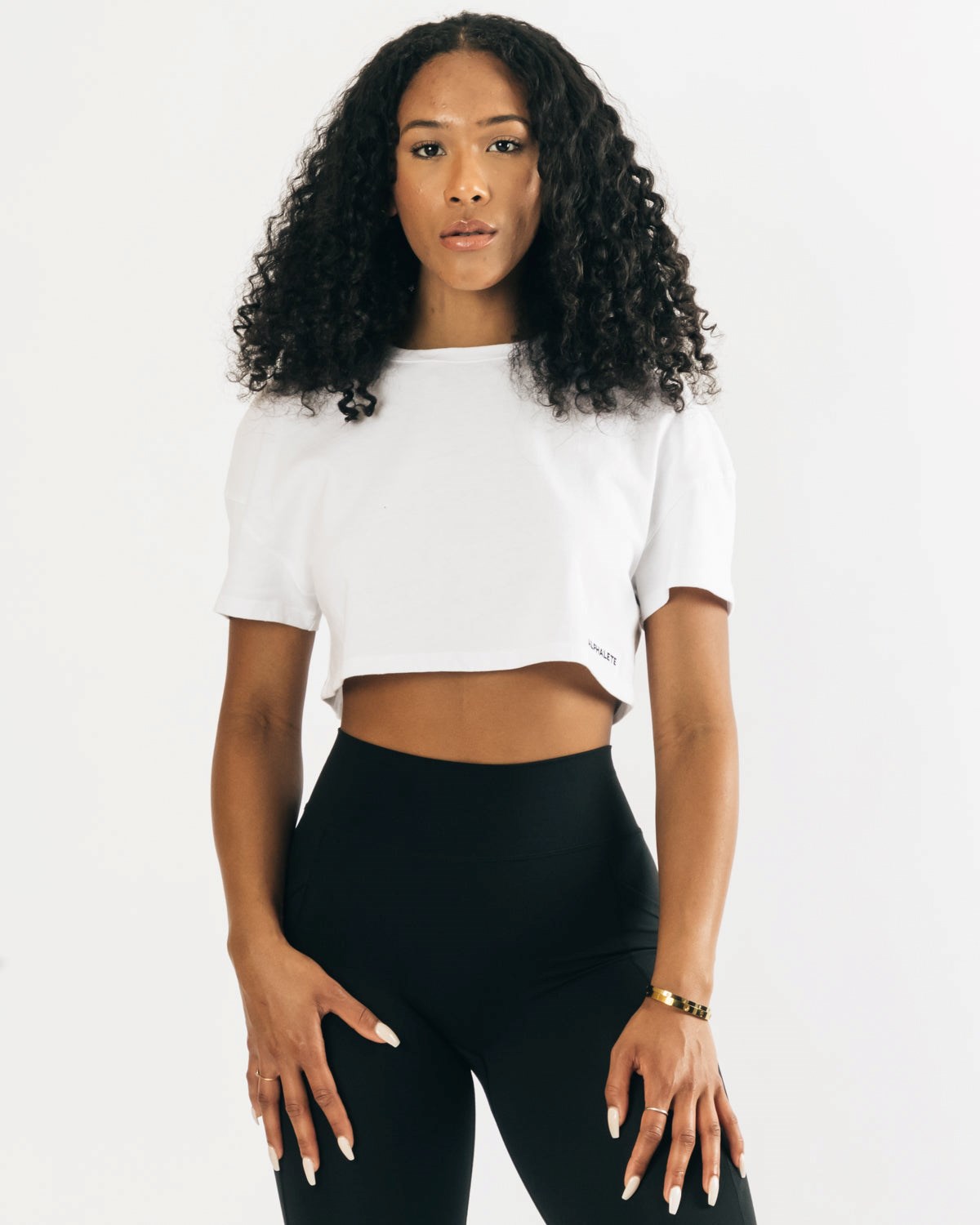 Alphalete Heavy Bavlnene Dropped Shoulder Crop Biele | 467-JFIPZG