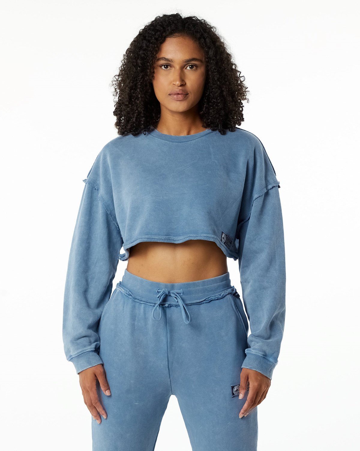 Alphalete Heavyweight Washed Terry Crop Pullover Modre | 879-NOHBJC