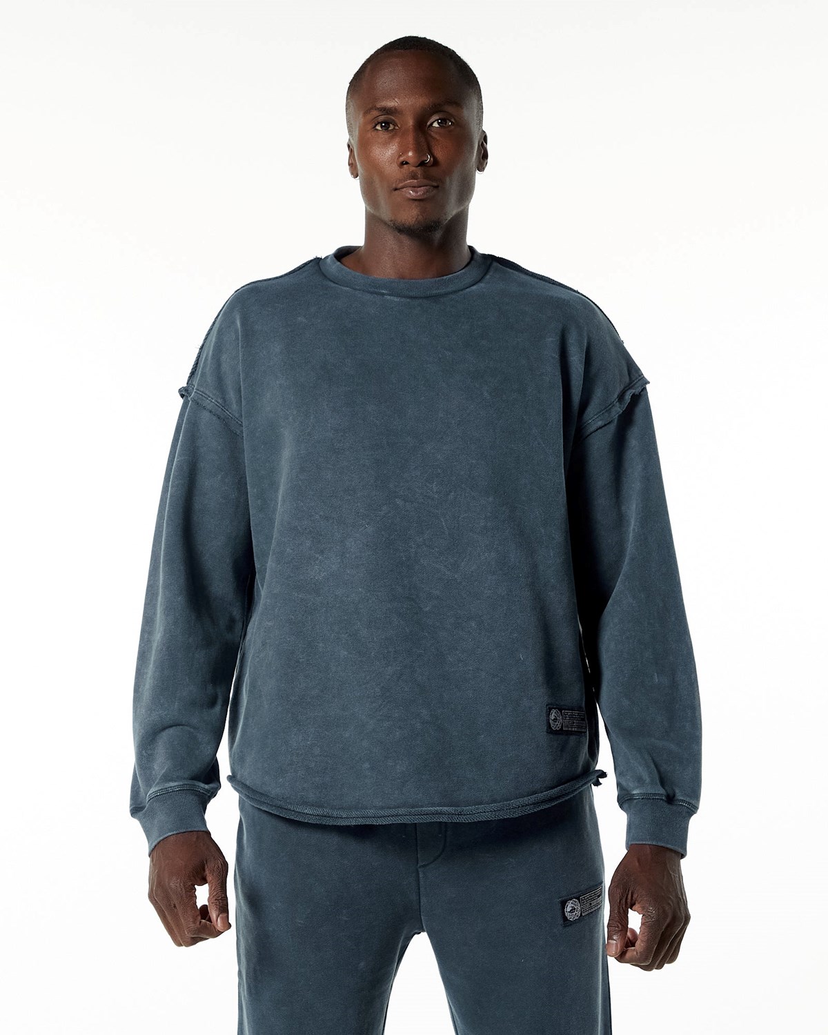 Alphalete Heavyweight Washed Terry Pullover Modre | 413-DIMWJU