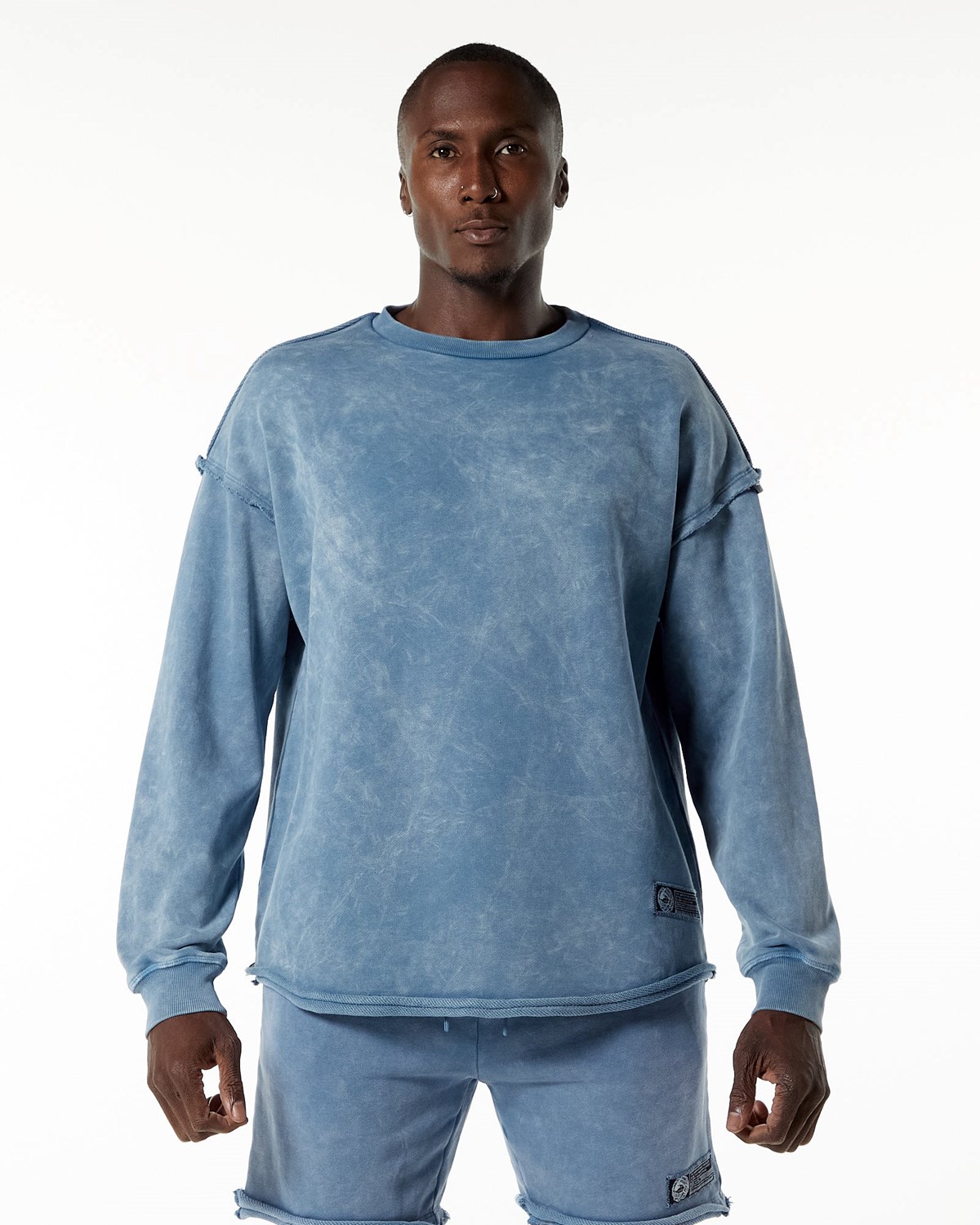 Alphalete Heavyweight Washed Terry Pullover Modre | 765-BRJUDF