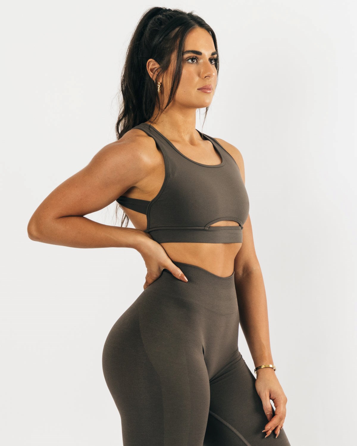 Alphalete High-Impact Seamless Sports Bra Mocha | 609-EQFPLH