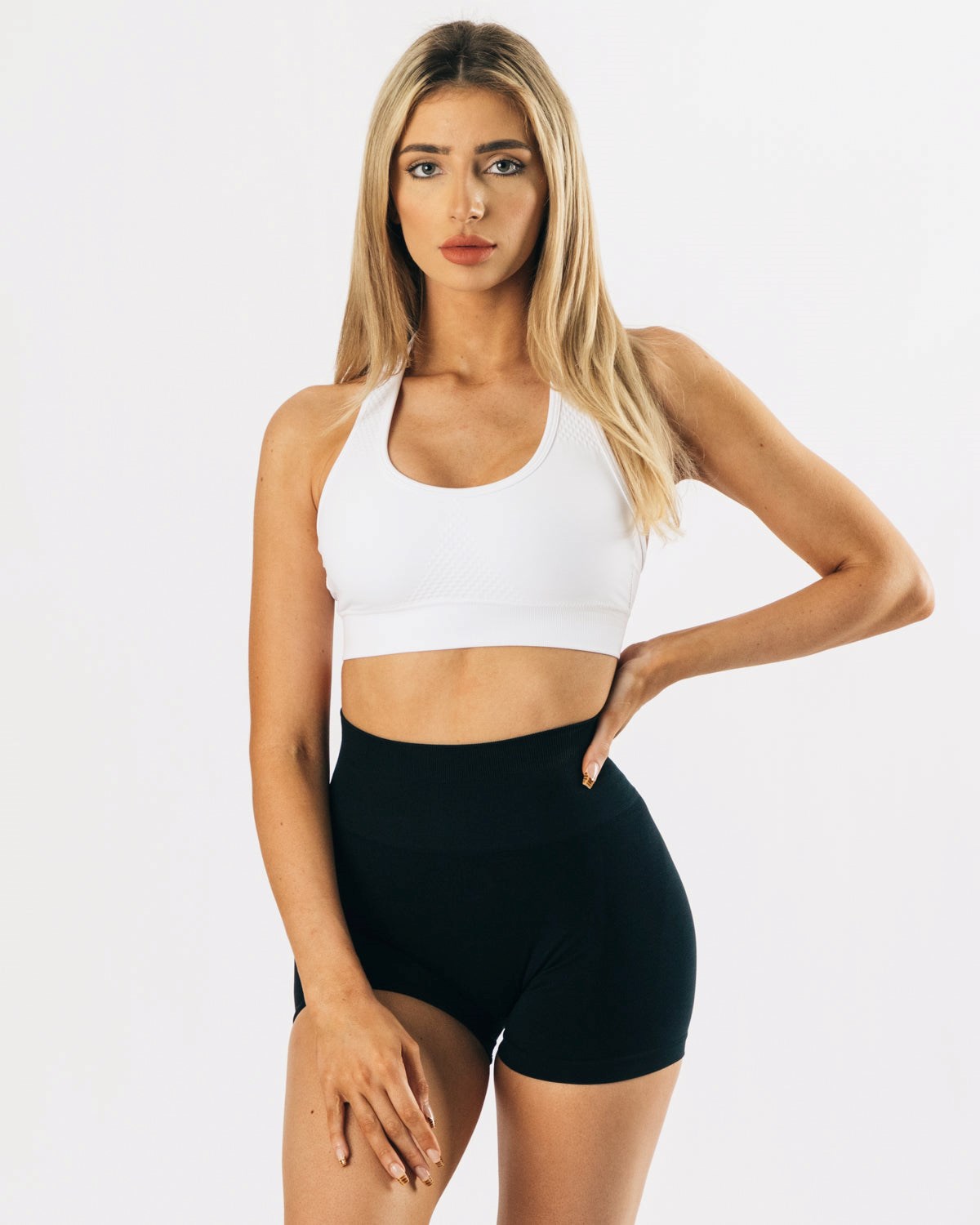 Alphalete High-Impact Seamless Sports Bra Biele | 634-NEQTCH