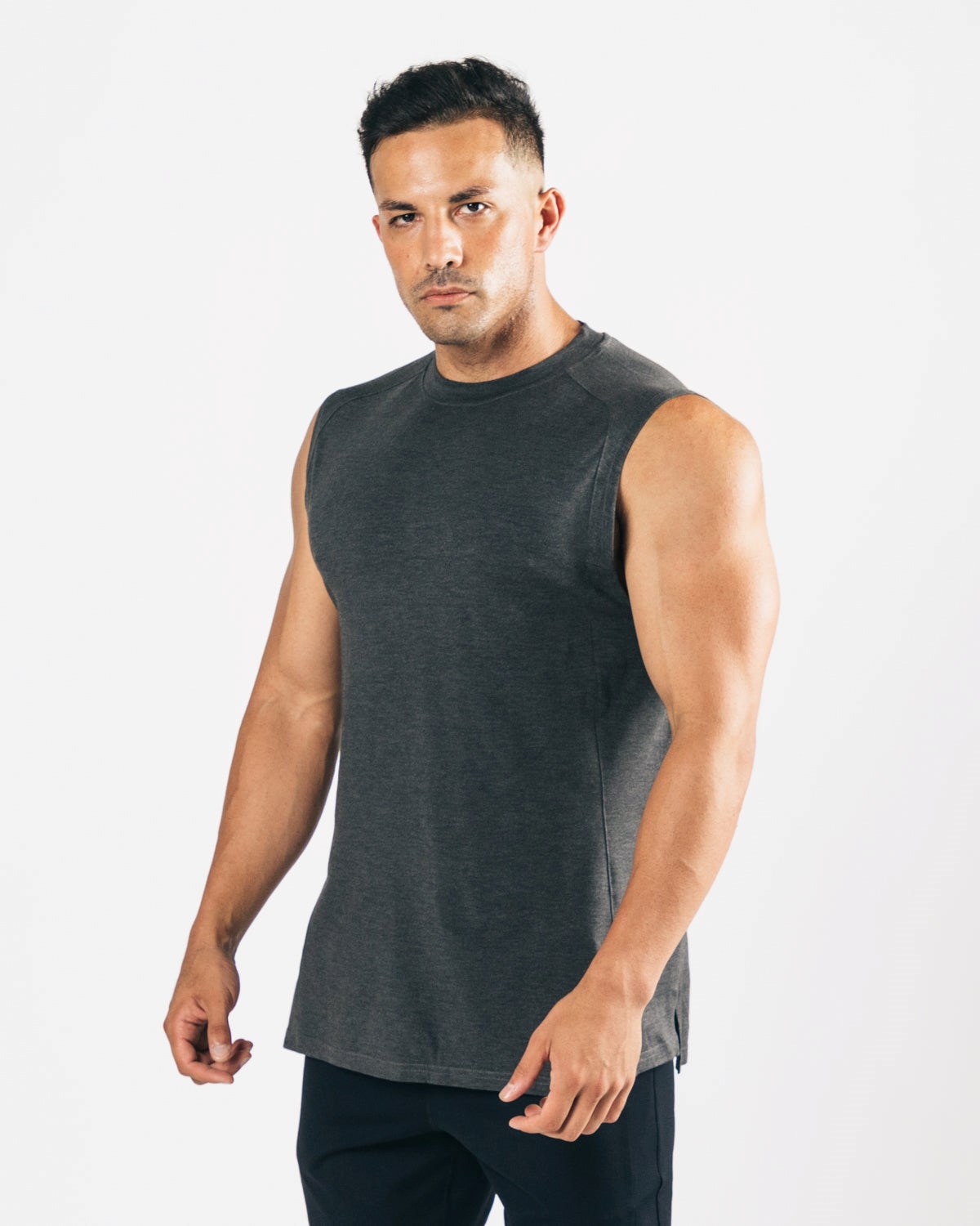 Alphalete High-Neck Premium Cutoff Čierne | 650-EXUNCA