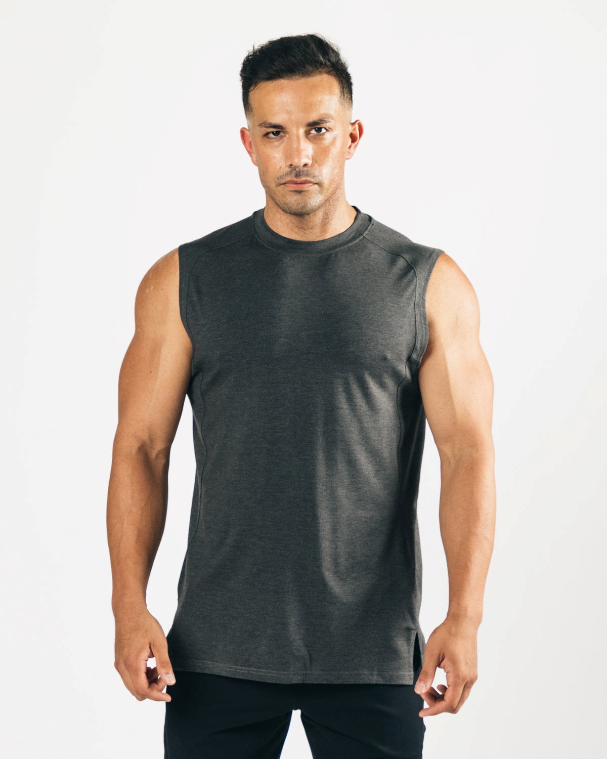 Alphalete High-Neck Premium Cutoff Čierne | 650-EXUNCA