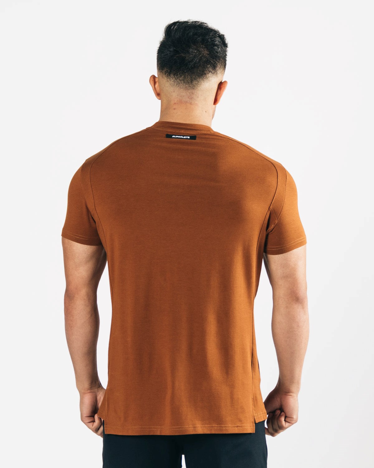 Alphalete High-Neck Premium Kratke Sleeve Mahogany | 179-QGOELA