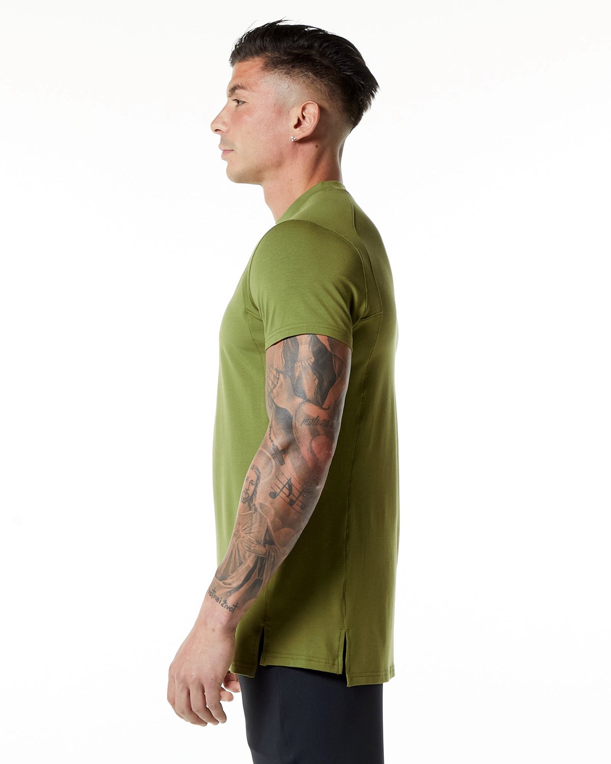 Alphalete High-Neck Premium Kratke Sleeve Tee Zelene | 835-PTAHUX