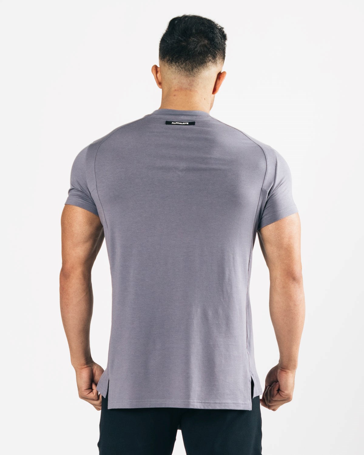 Alphalete High-Neck Premium Kratke Sleeve Still Water | 874-NSEJHM