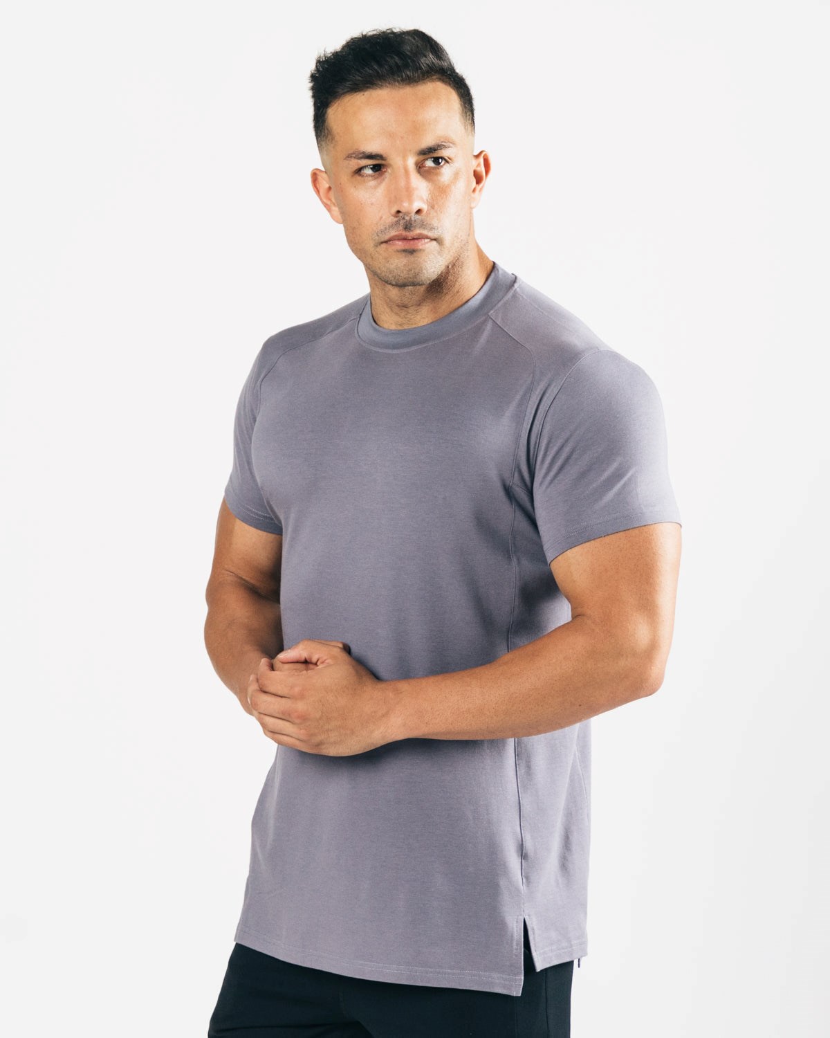 Alphalete High-Neck Premium Kratke Sleeve Still Water | 874-NSEJHM