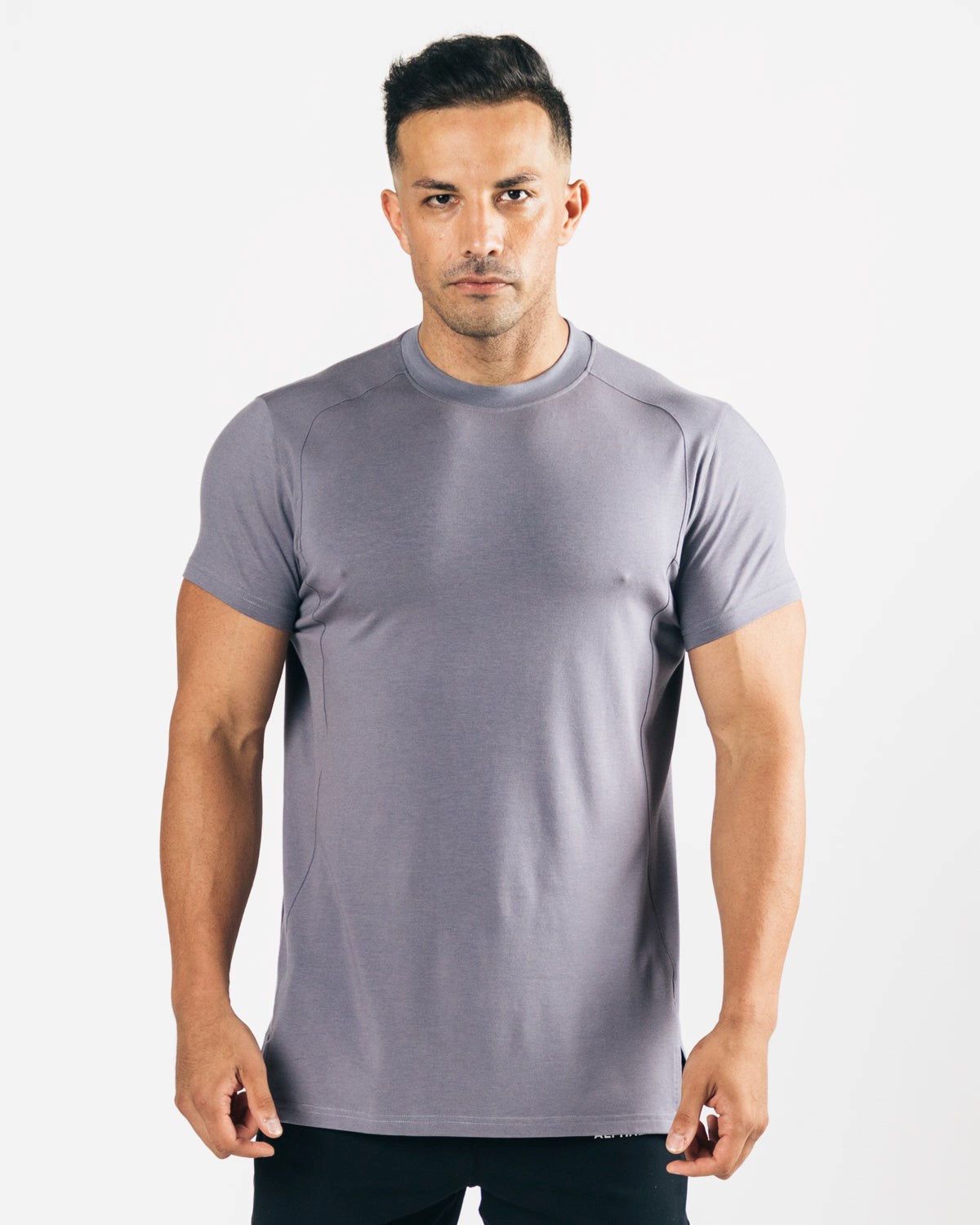 Alphalete High-Neck Premium Kratke Sleeve Still Water | 874-NSEJHM