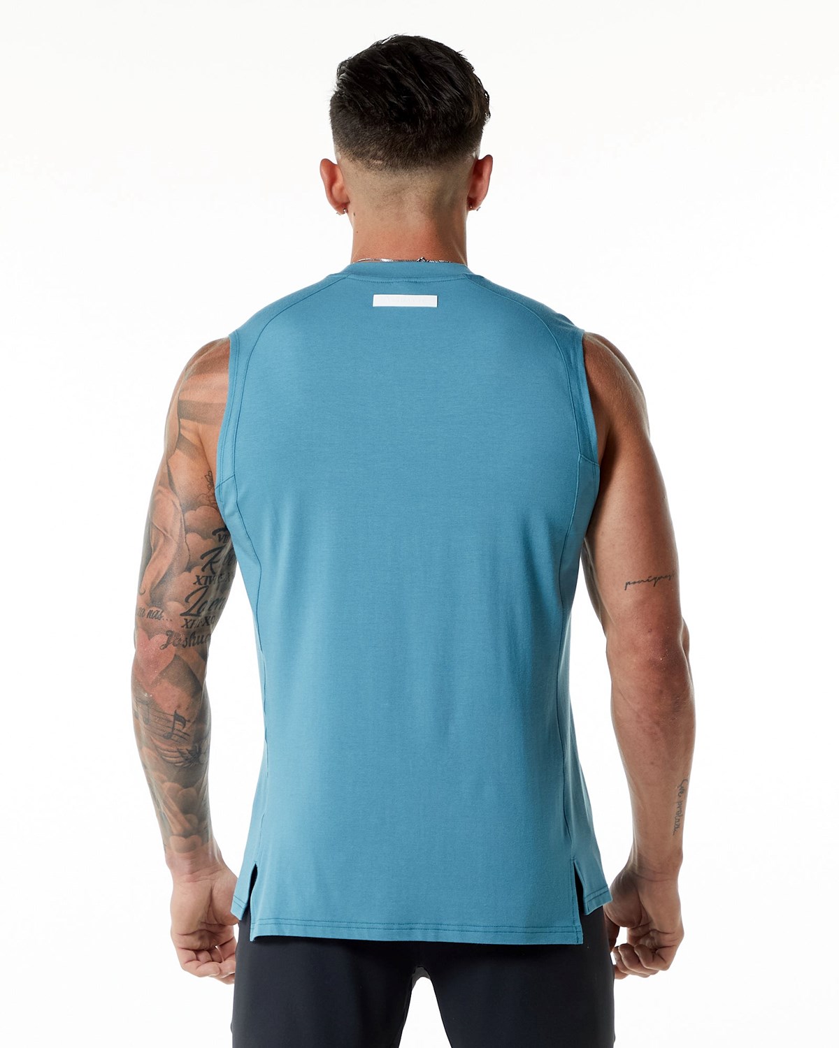 Alphalete High-Neck Premium Tank Modre | 608-YLBIQG