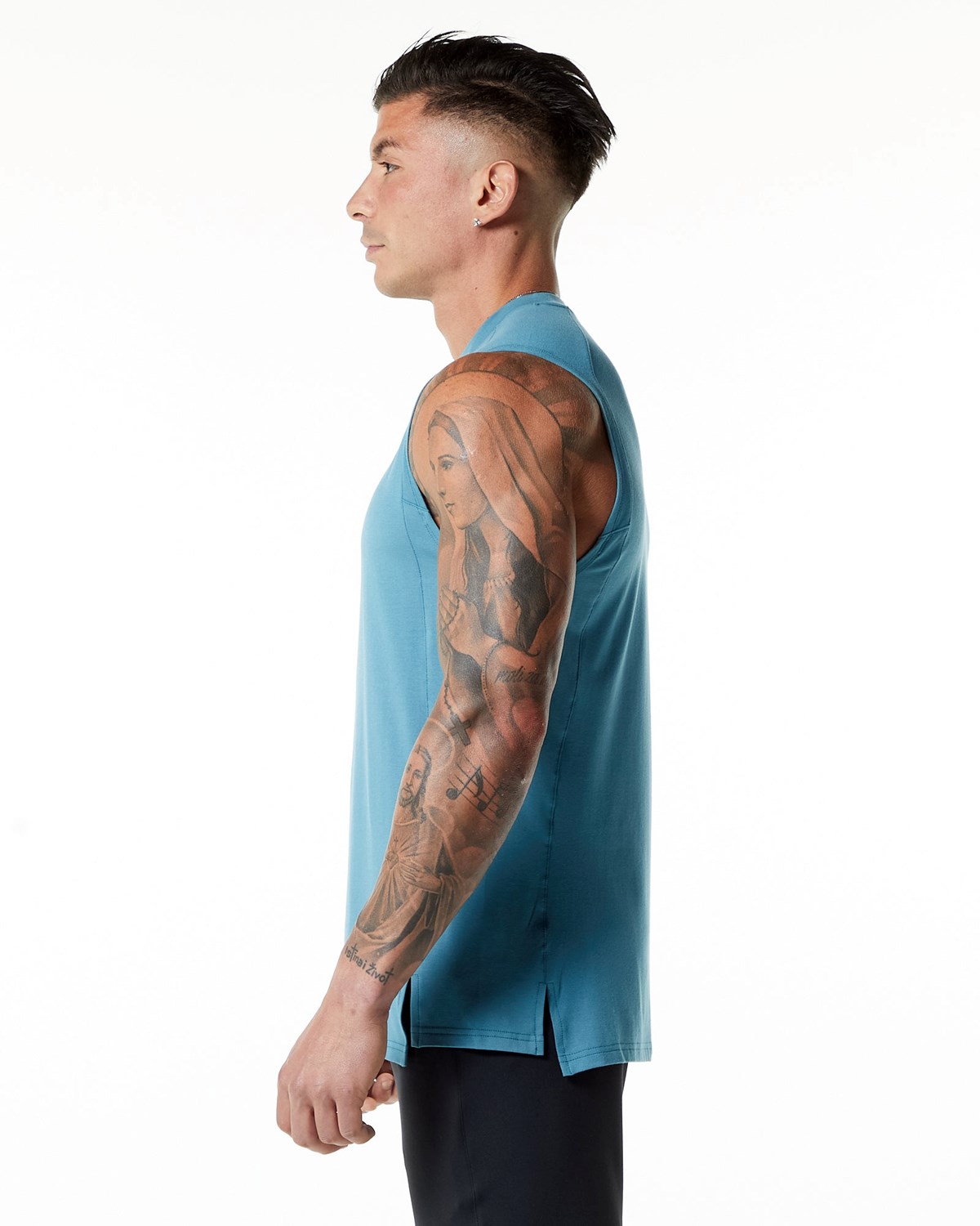 Alphalete High-Neck Premium Tank Modre | 608-YLBIQG