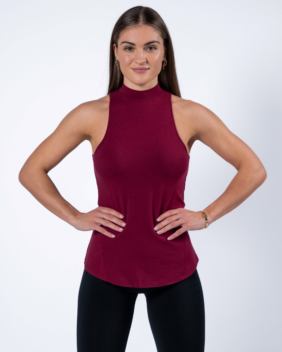 Alphalete High-Neck Premium Tank Červené | 263-HAPDVQ