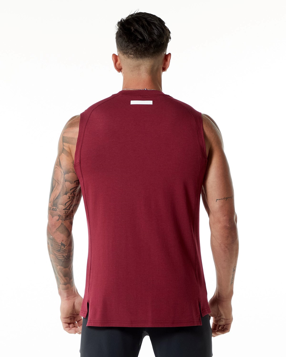 Alphalete High-Neck Premium Tank Červené | 982-MOFLXV