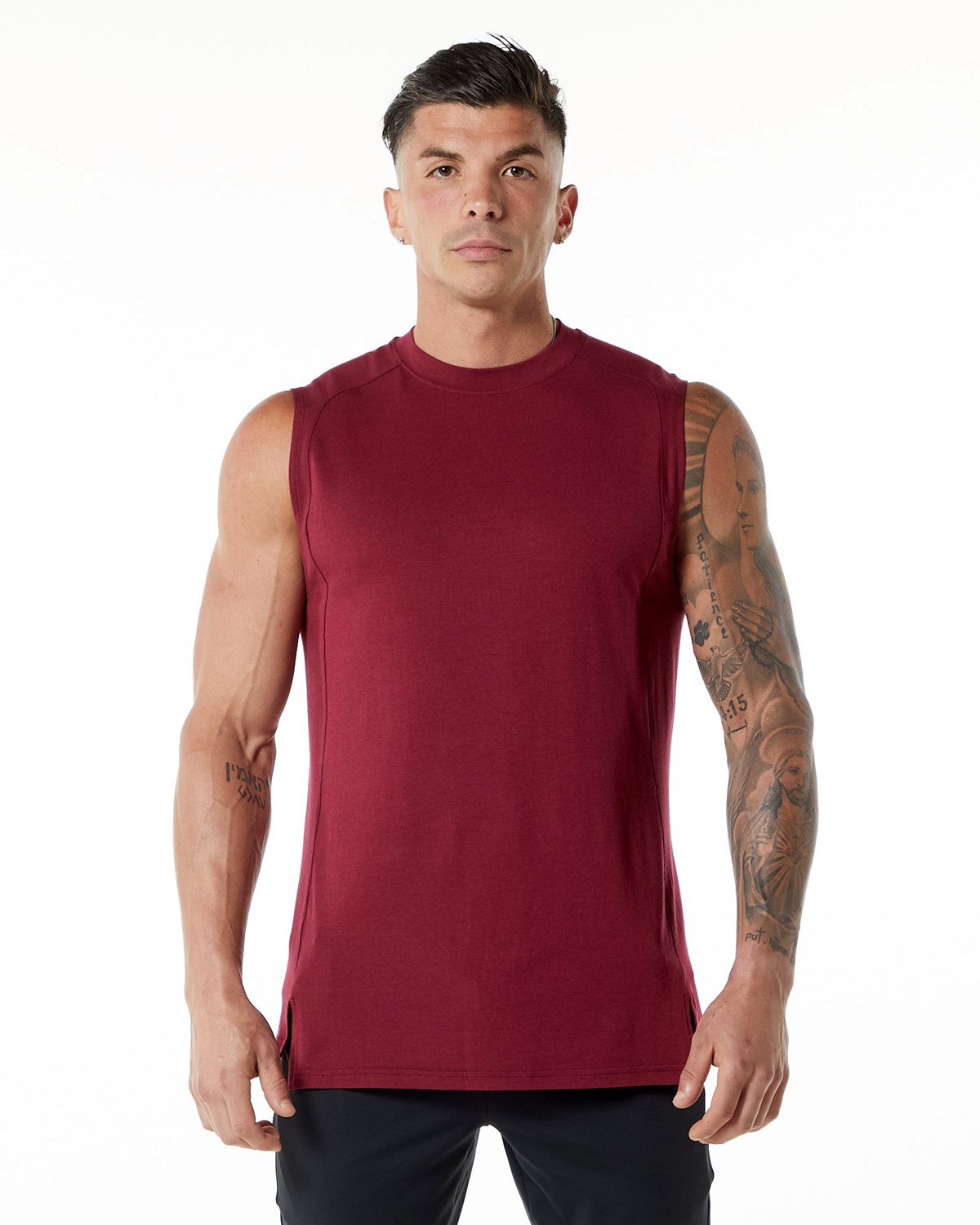 Alphalete High-Neck Premium Tank Červené | 982-MOFLXV