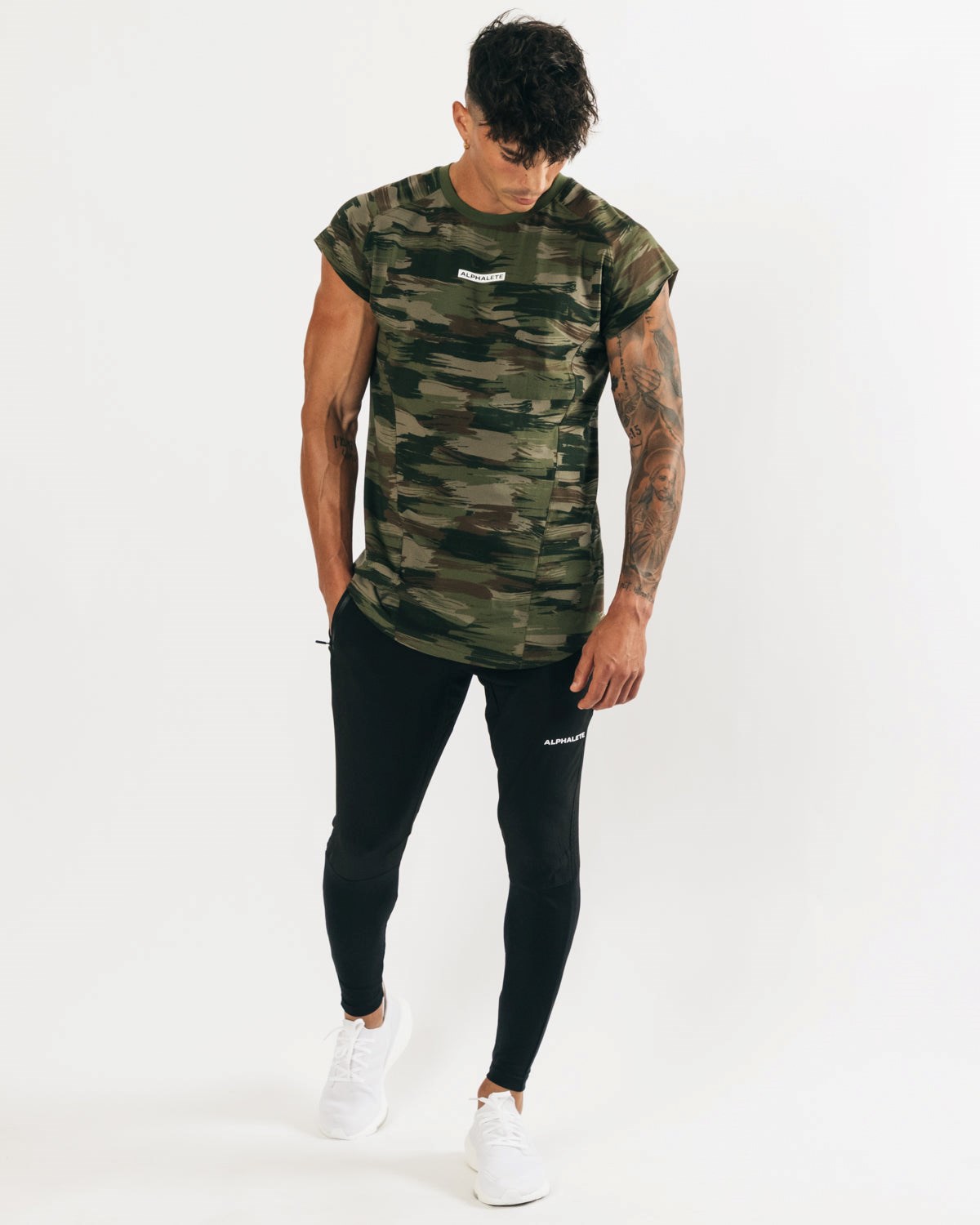 Alphalete High Performance Bez Rukavov Tee Olivovo Zelená Maskacove | 687-OFTAWJ