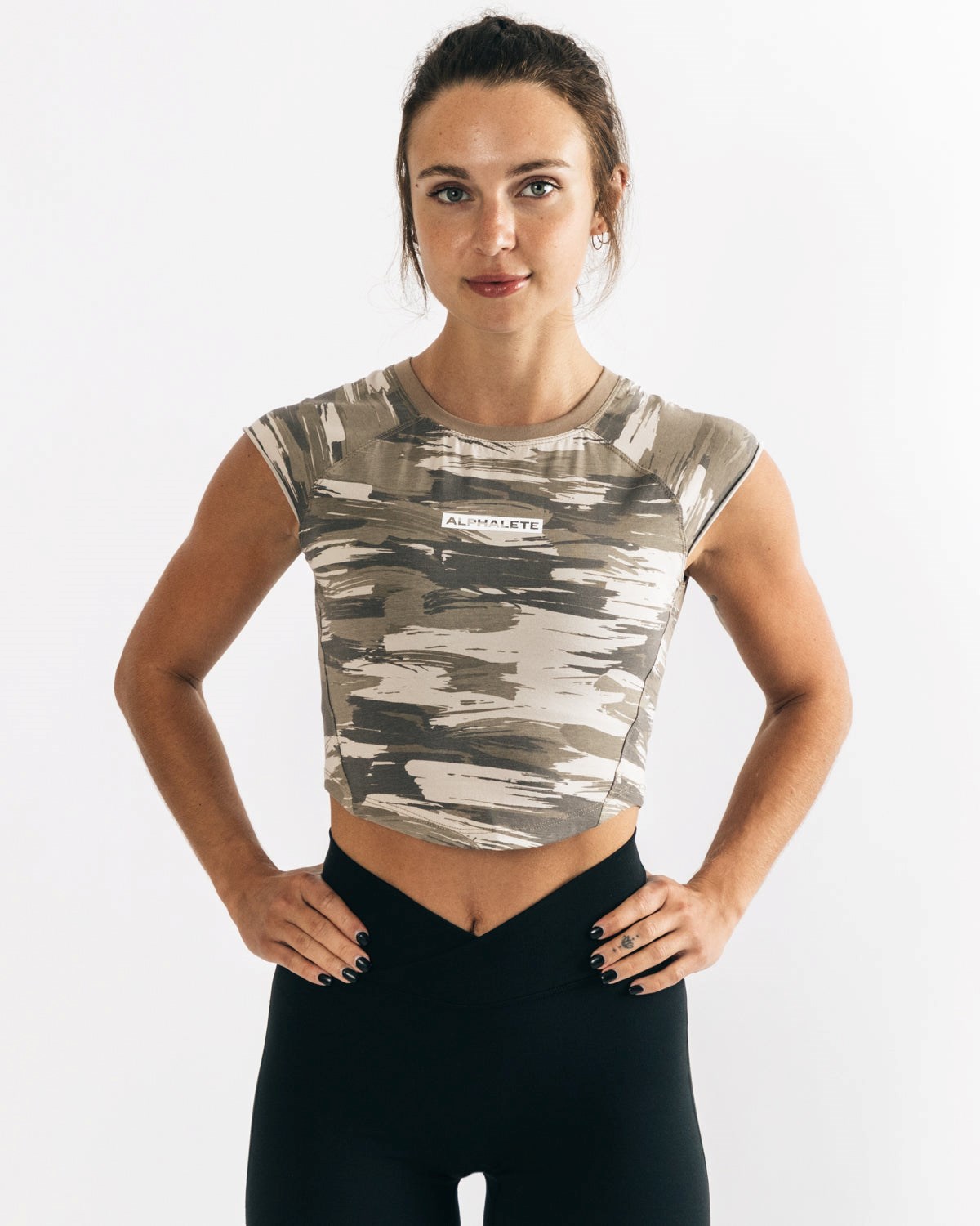 Alphalete High Performance Kratke Sleeve Crop Tee Maskacove | 715-YVLQEW