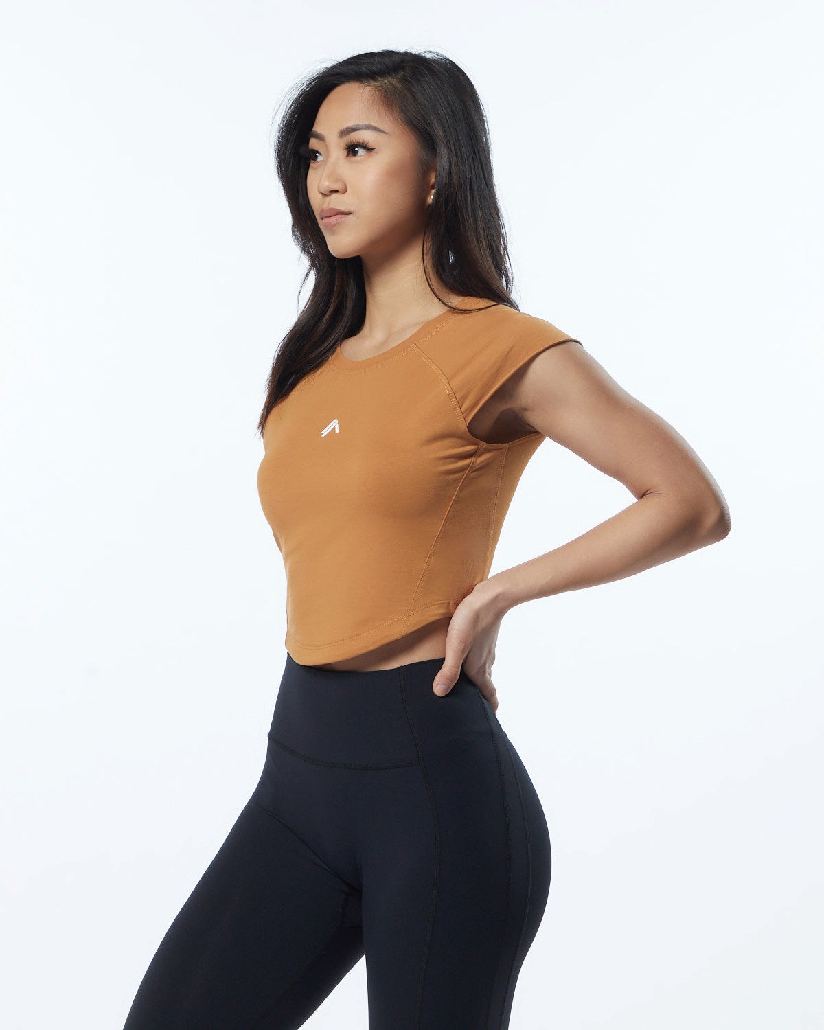 Alphalete High Performance Kratke Sleeve Crop Tee Chestnut | 786-GLCZWB