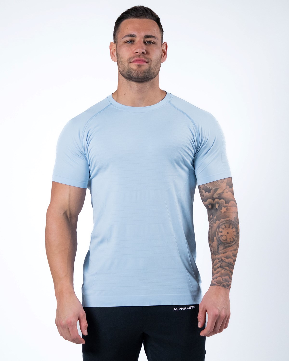 Alphalete High Performance Seamless Kratke Sleeve Tee Modre | 094-MRLWXQ