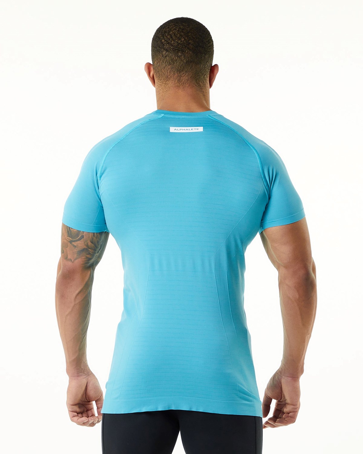 Alphalete High Performance Seamless Kratke Sleeve Tee Faded Ocean | 267-AQNSZB