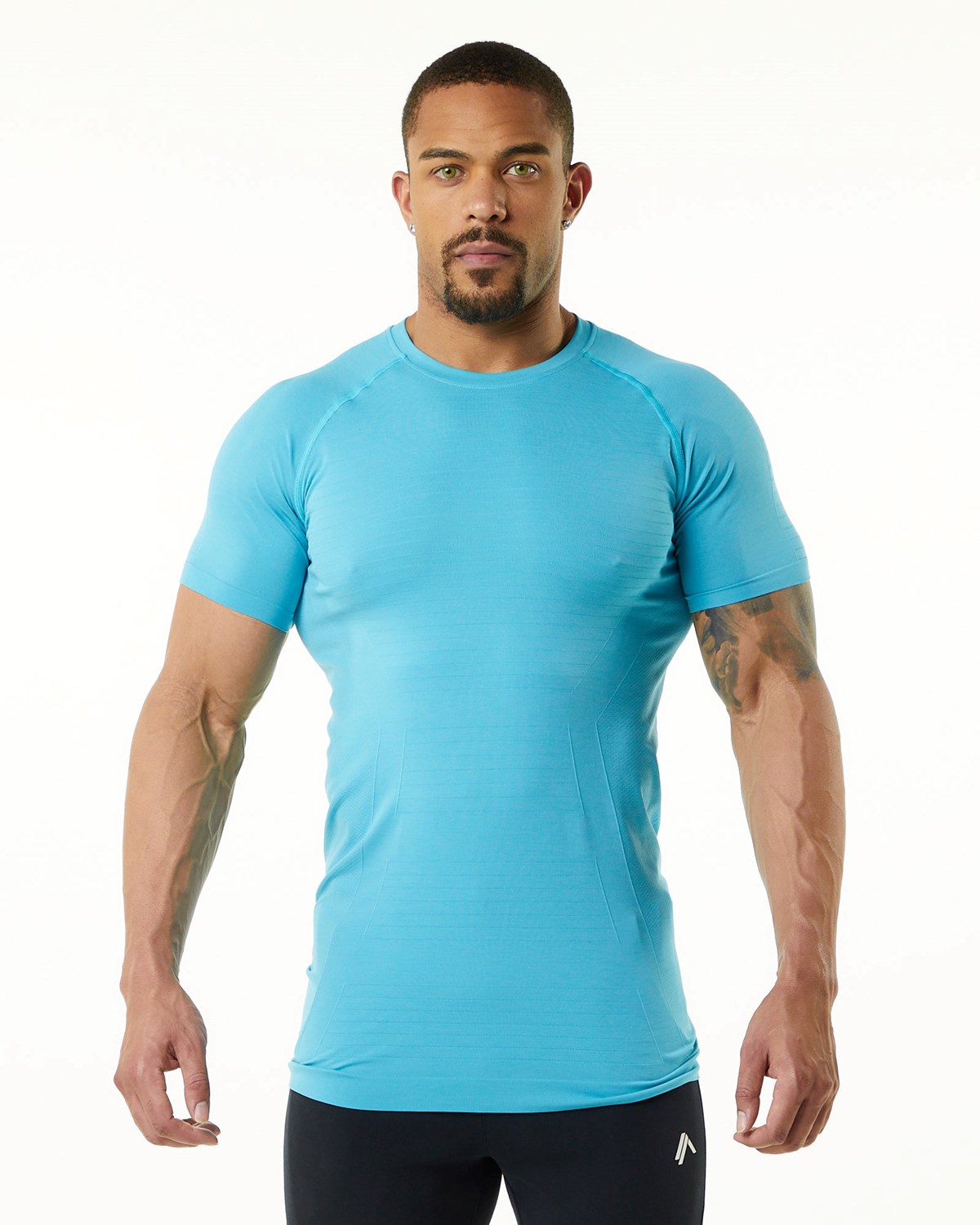 Alphalete High Performance Seamless Kratke Sleeve Tee Faded Ocean | 267-AQNSZB