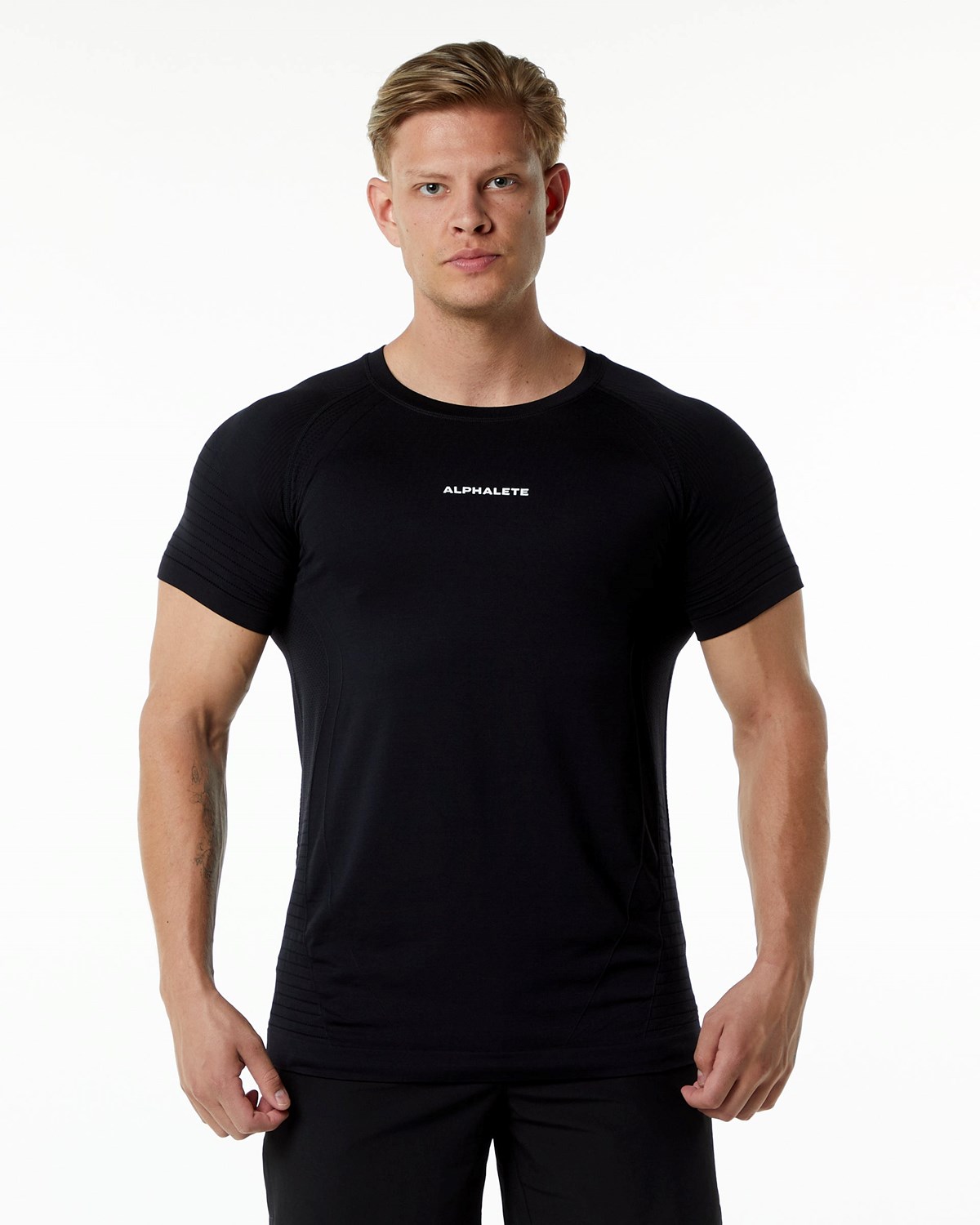 Alphalete High Performance Seamless Kratke Sleeve Tee Čierne | 938-JBYDKW