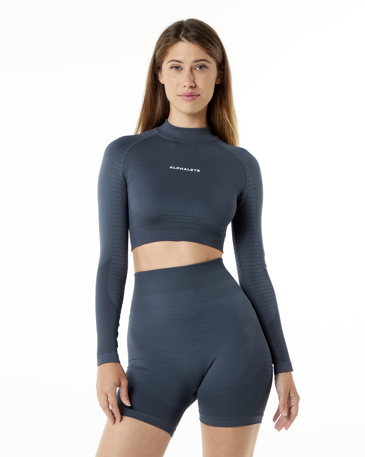 Alphalete High Performance Seamless Long Sleeve Tee Carbon | 094-LXTCFD