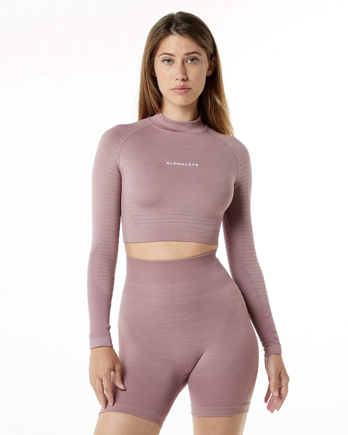 Alphalete High Performance Seamless Long Sleeve Tee Mauve | 451-CJGFON