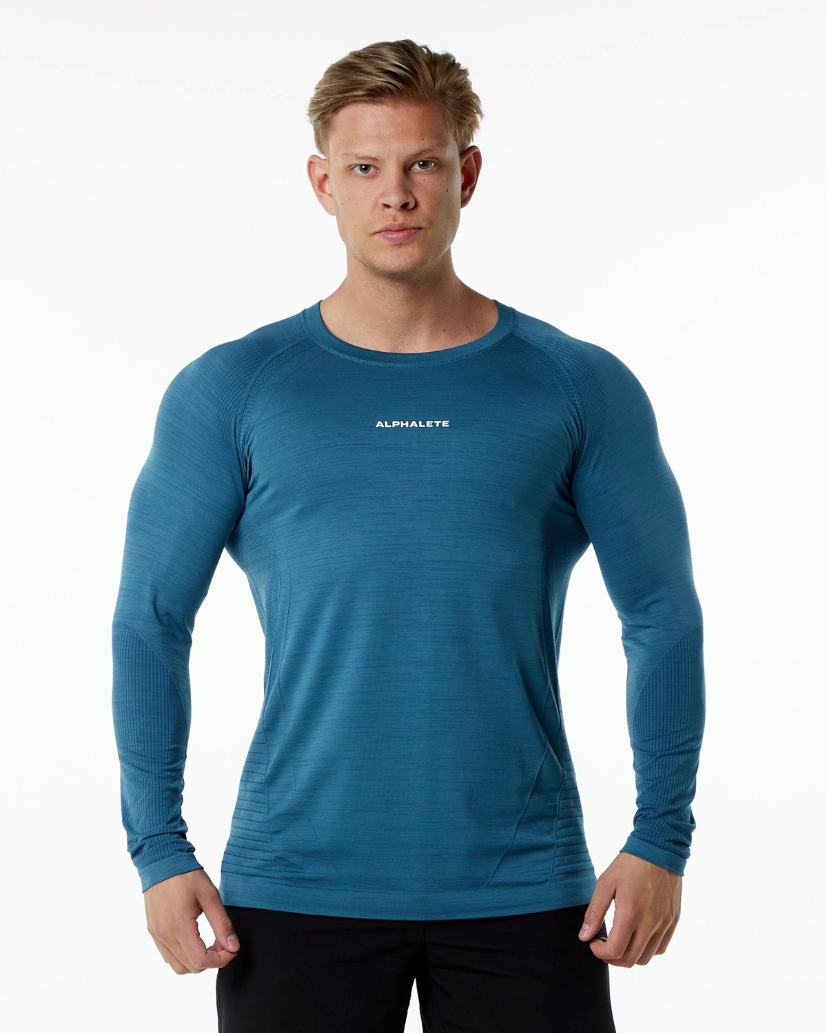 Alphalete High Performance Seamless Long Sleeve Tee Modre | 827-IQLEHS