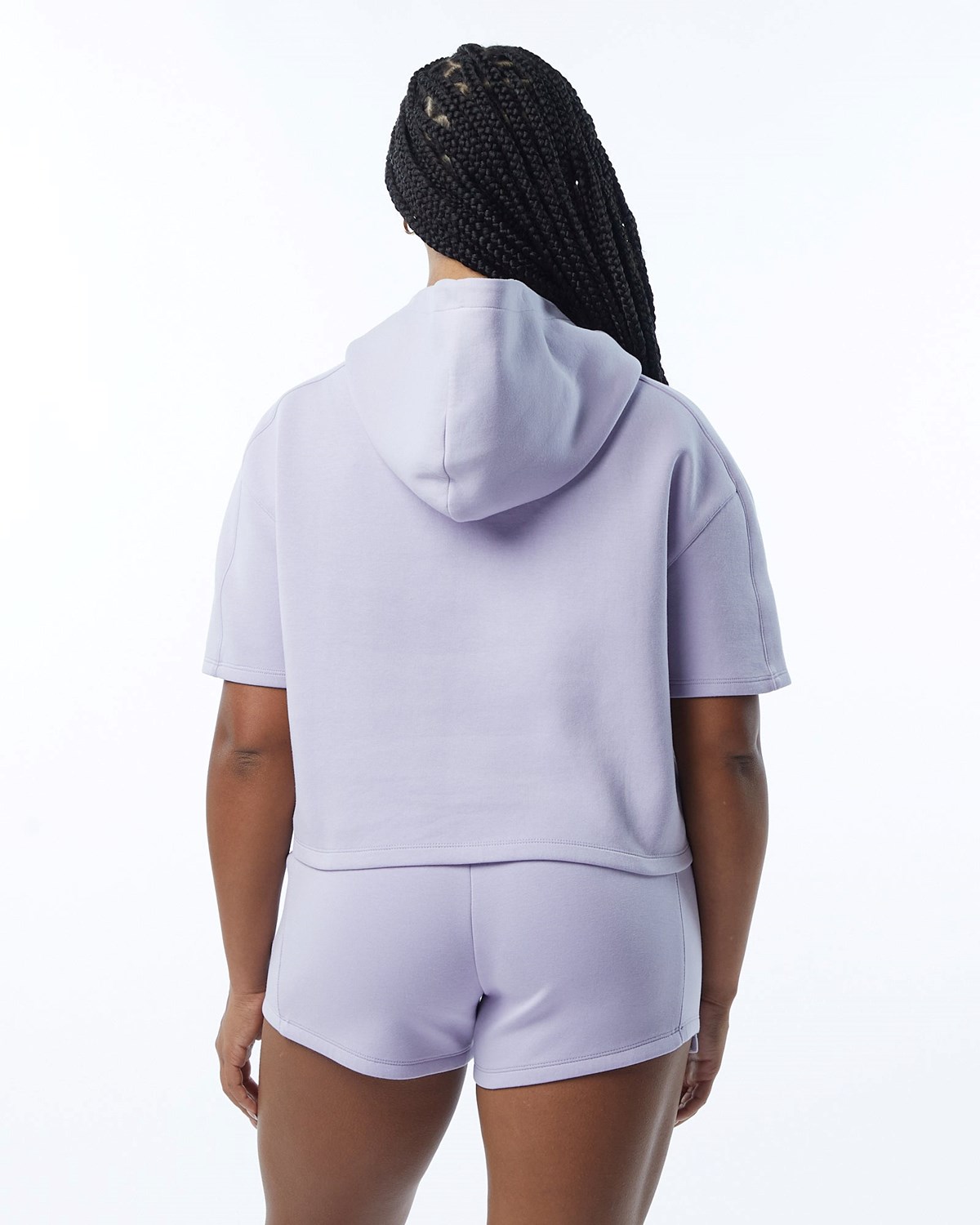 Alphalete Interlock Knit Crop Hoodie Lilac | 271-JFLBPR