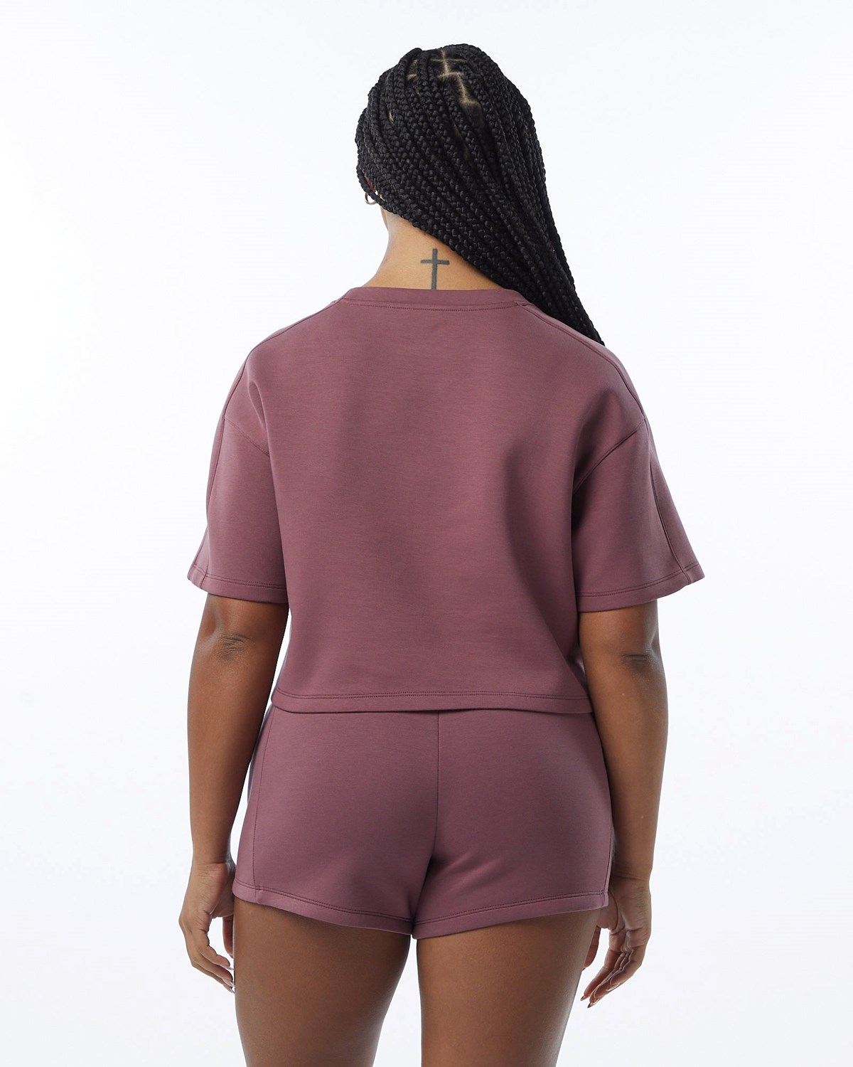 Alphalete Interlock Knit Crop Pullover Mauve | 734-UKGSON