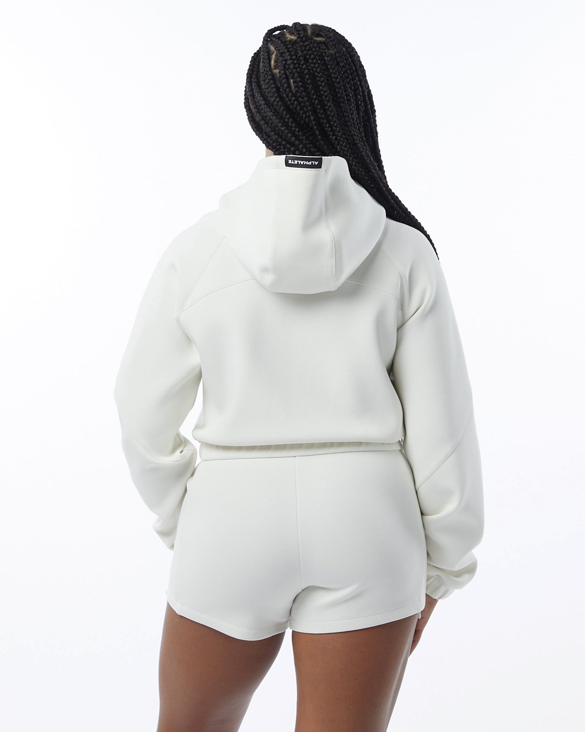 Alphalete Interlock Knit Crop-Zip Hoodie Krém | 608-IFCGDK