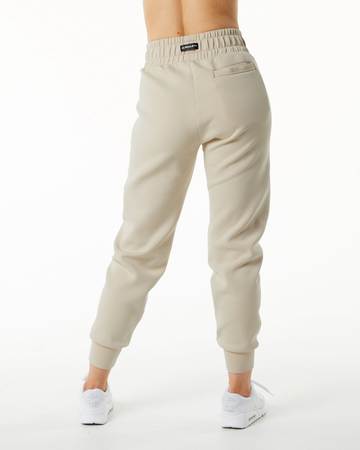 Alphalete Interlock Knit Cuffed Jogger Vanilla | 703-CVFHQJ