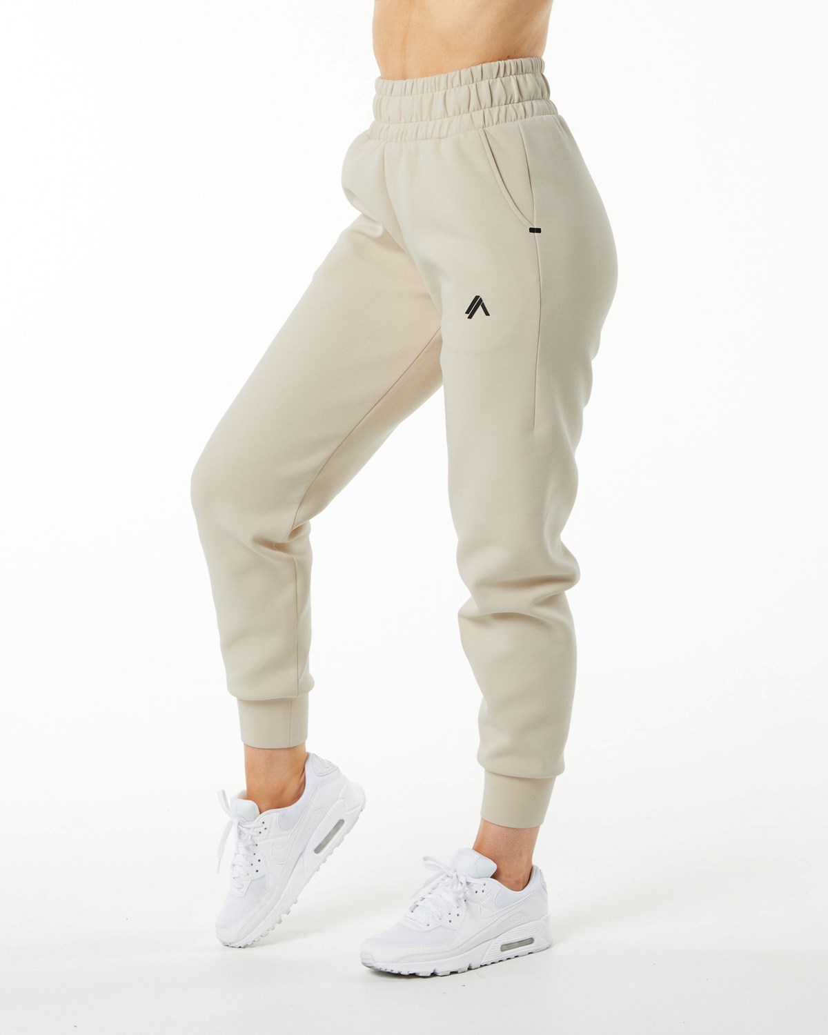 Alphalete Interlock Knit Cuffed Jogger Vanilla | 703-CVFHQJ