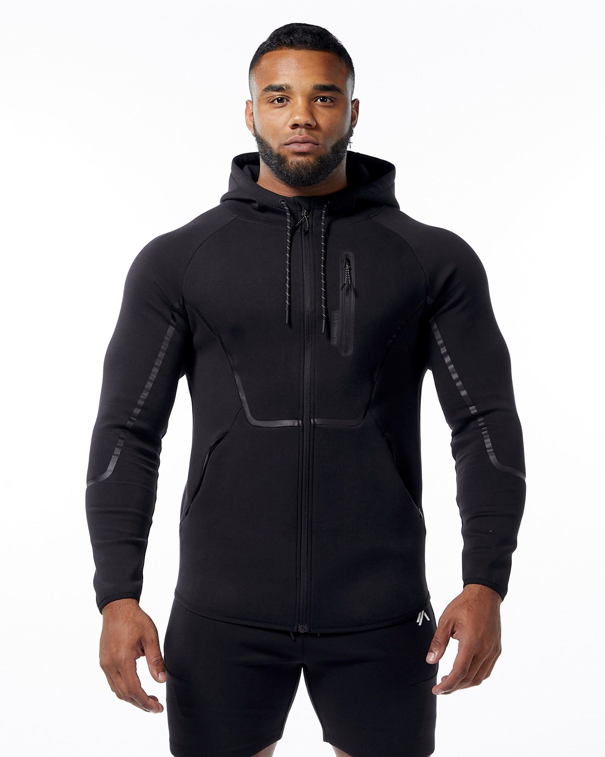 Alphalete Interlock Knit Full-Zip Hoodie Čierne | 360-BFRIJM