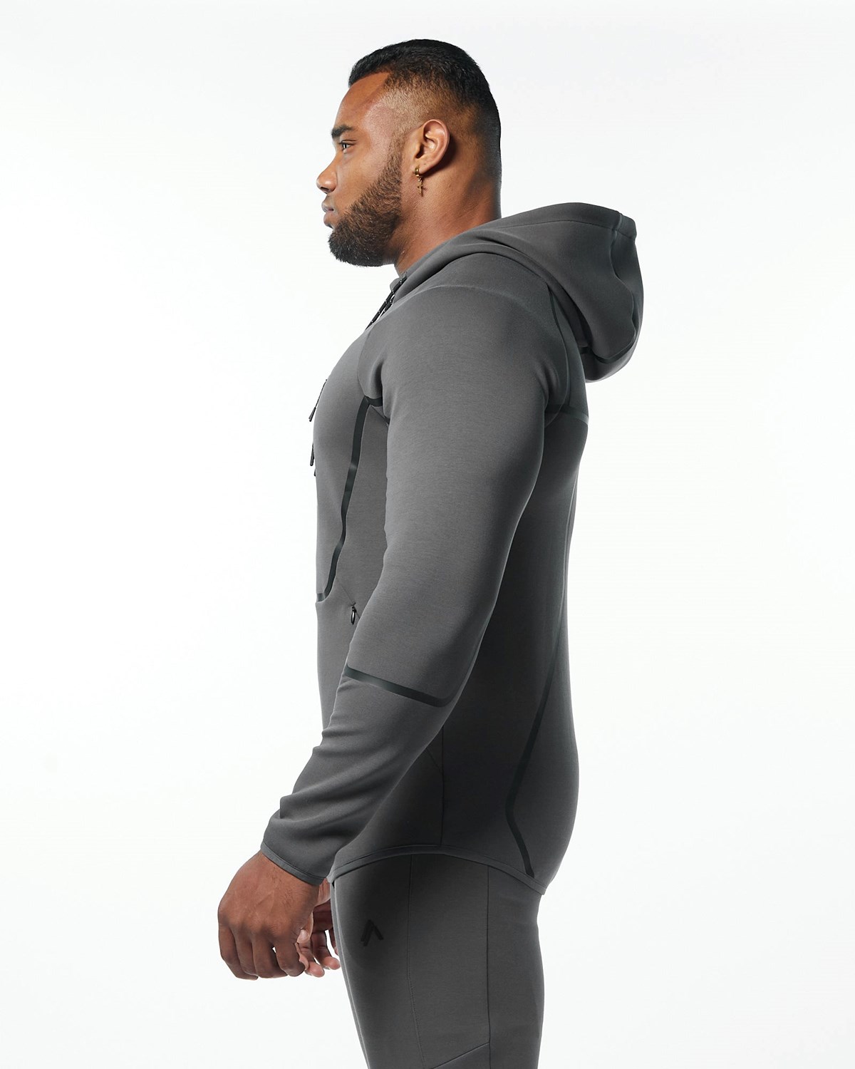 Alphalete Interlock Knit Full-Zip Hoodie Charcoal | 416-XSRPNY