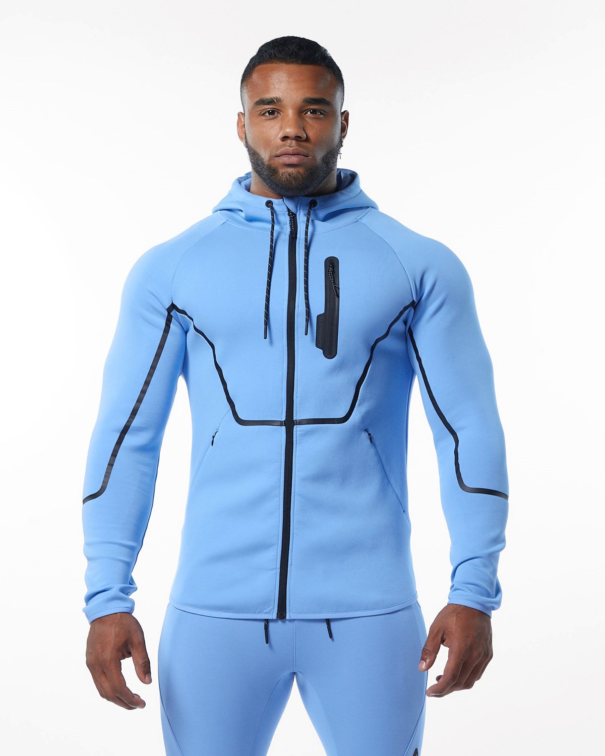 Alphalete Interlock Knit Full-Zip Hoodie Svetlo Modre | 468-HKUYIA