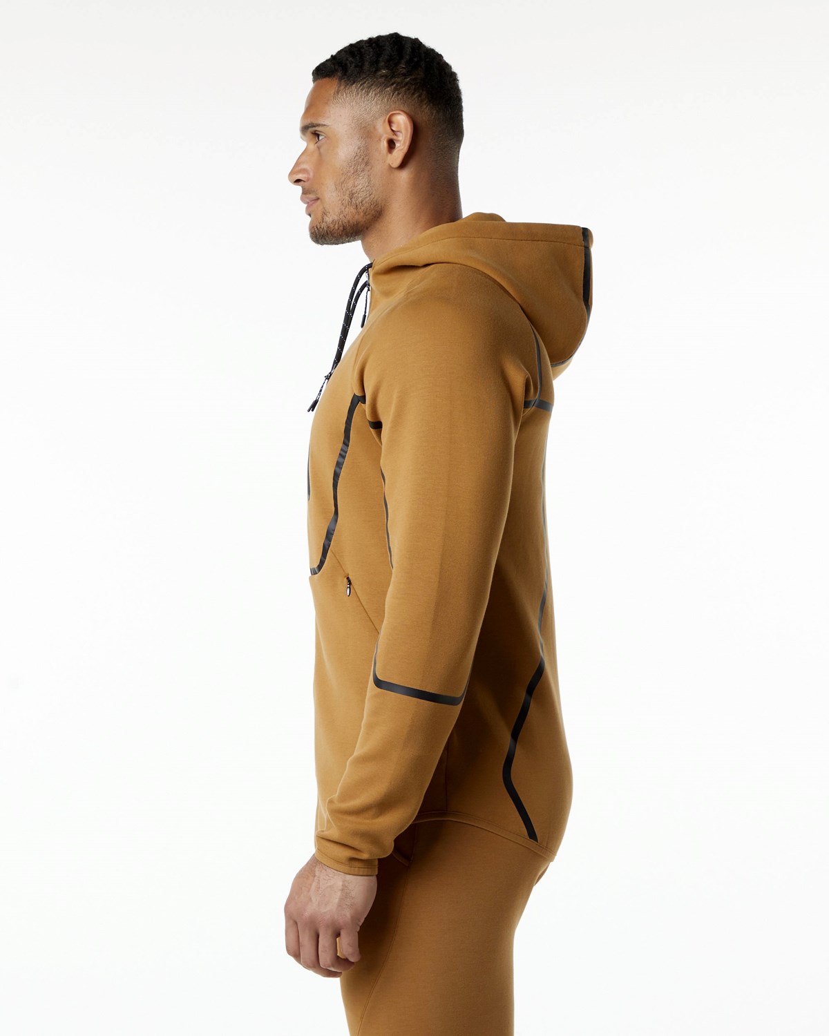 Alphalete Interlock Knit Full-Zip Hoodie Almond | 527-DLCTIK