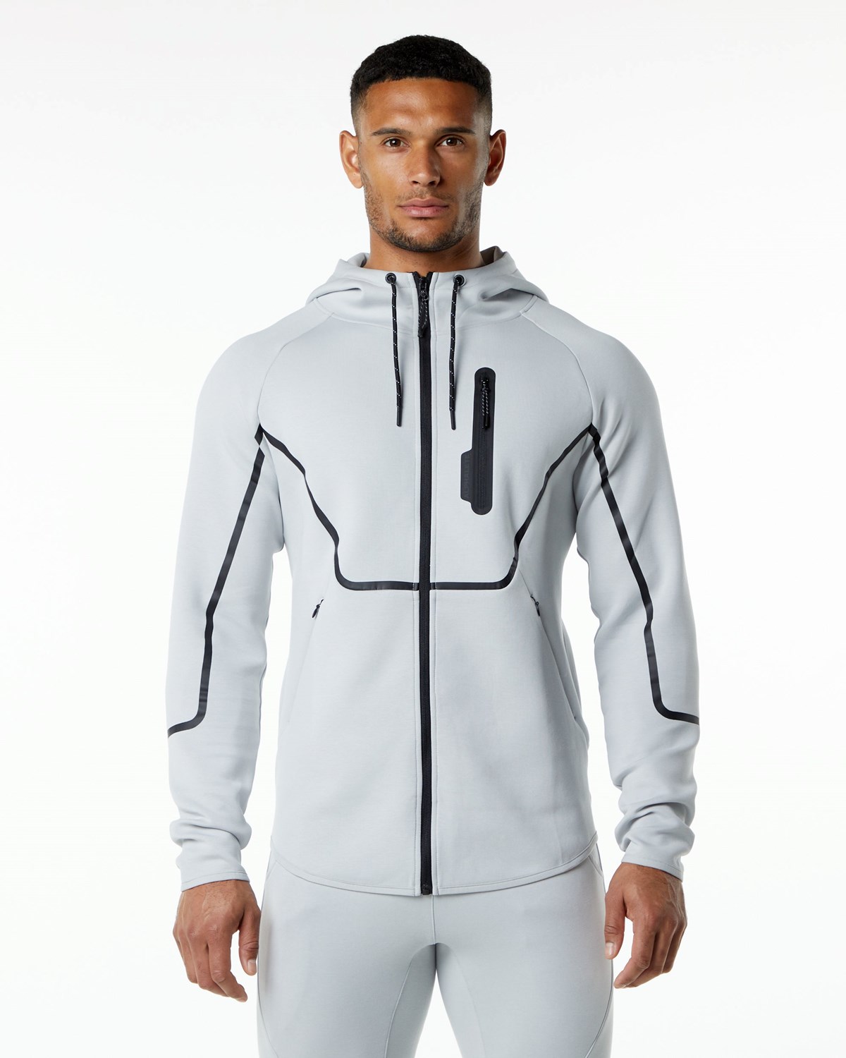 Alphalete Interlock Knit Full-Zip Hoodie Siva | 657-XTRJEI