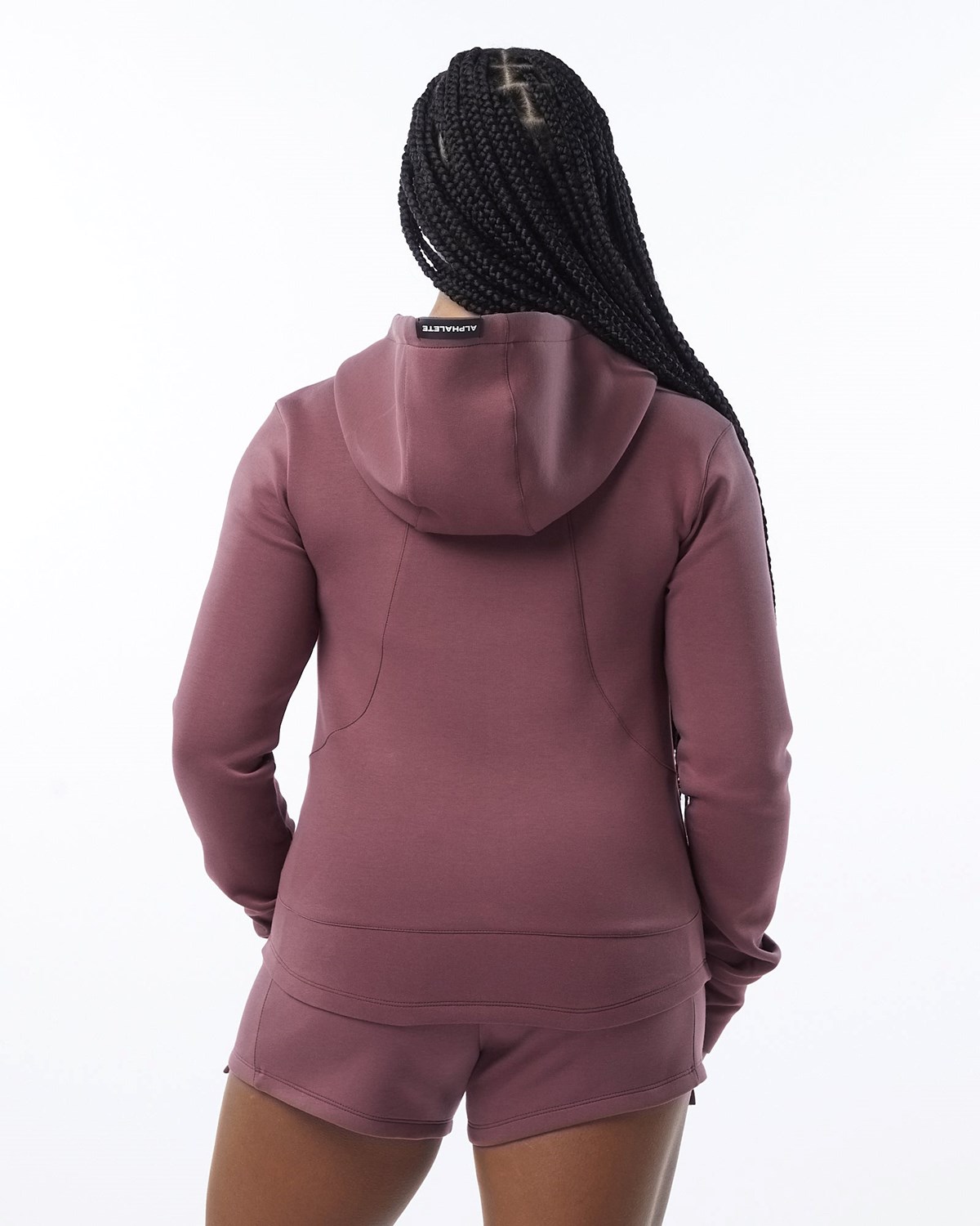 Alphalete Interlock Knit Full-Zip Hoodie Mauve | 758-HNRBDV