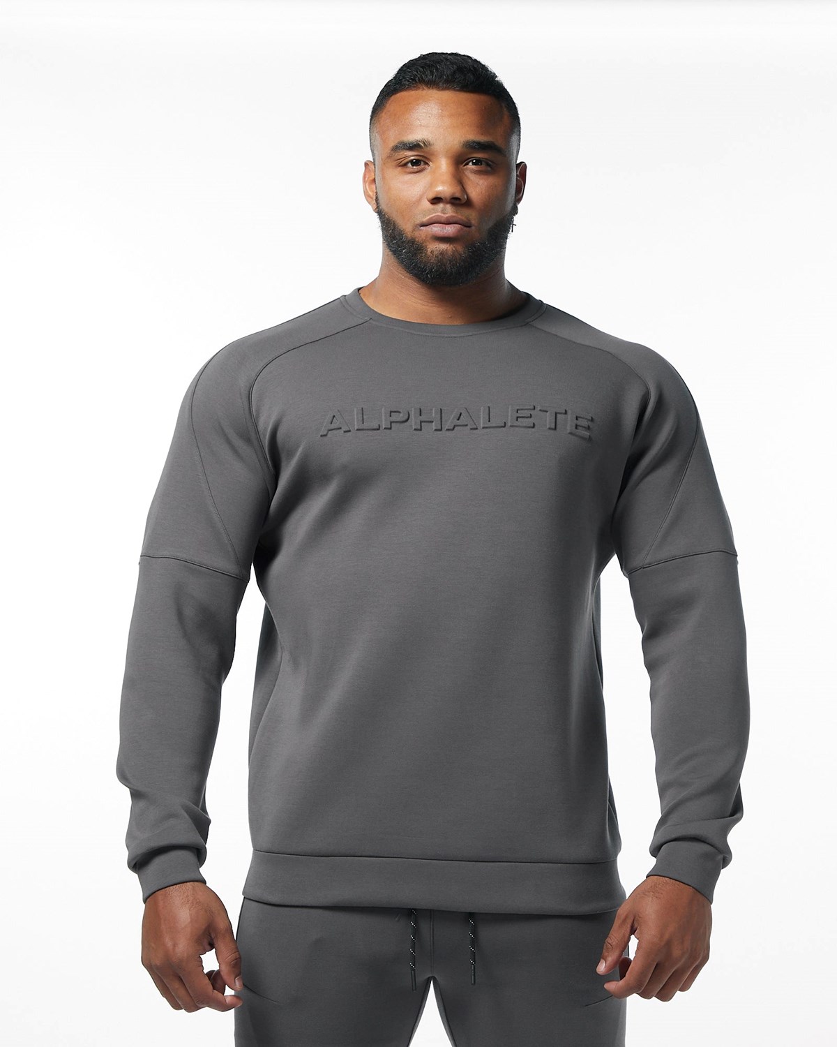 Alphalete Interlock Knit Pullover Charcoal | 075-VKHTWC