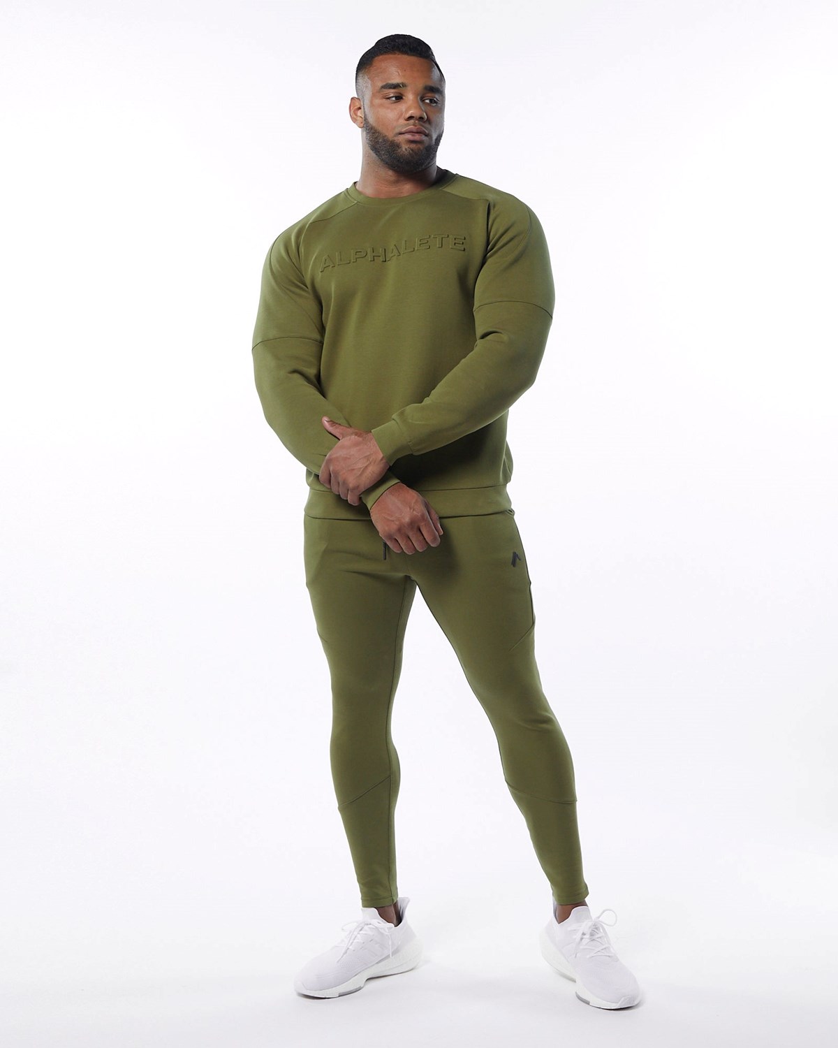 Alphalete Interlock Knit Pullover Olivovo Zelená | 136-UFRNZL