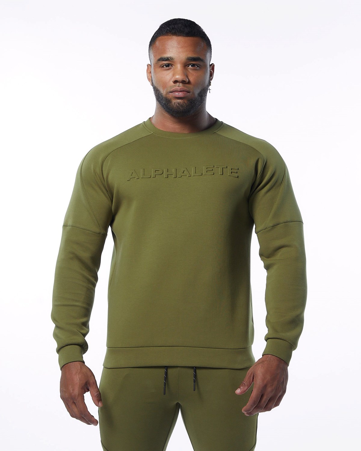 Alphalete Interlock Knit Pullover Olivovo Zelená | 136-UFRNZL