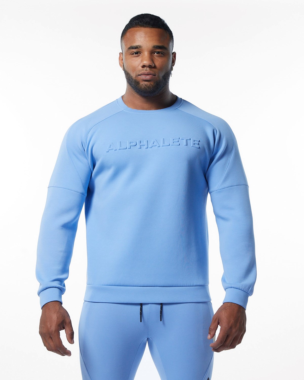 Alphalete Interlock Knit Pullover Svetlo Modre | 897-FTPSBD