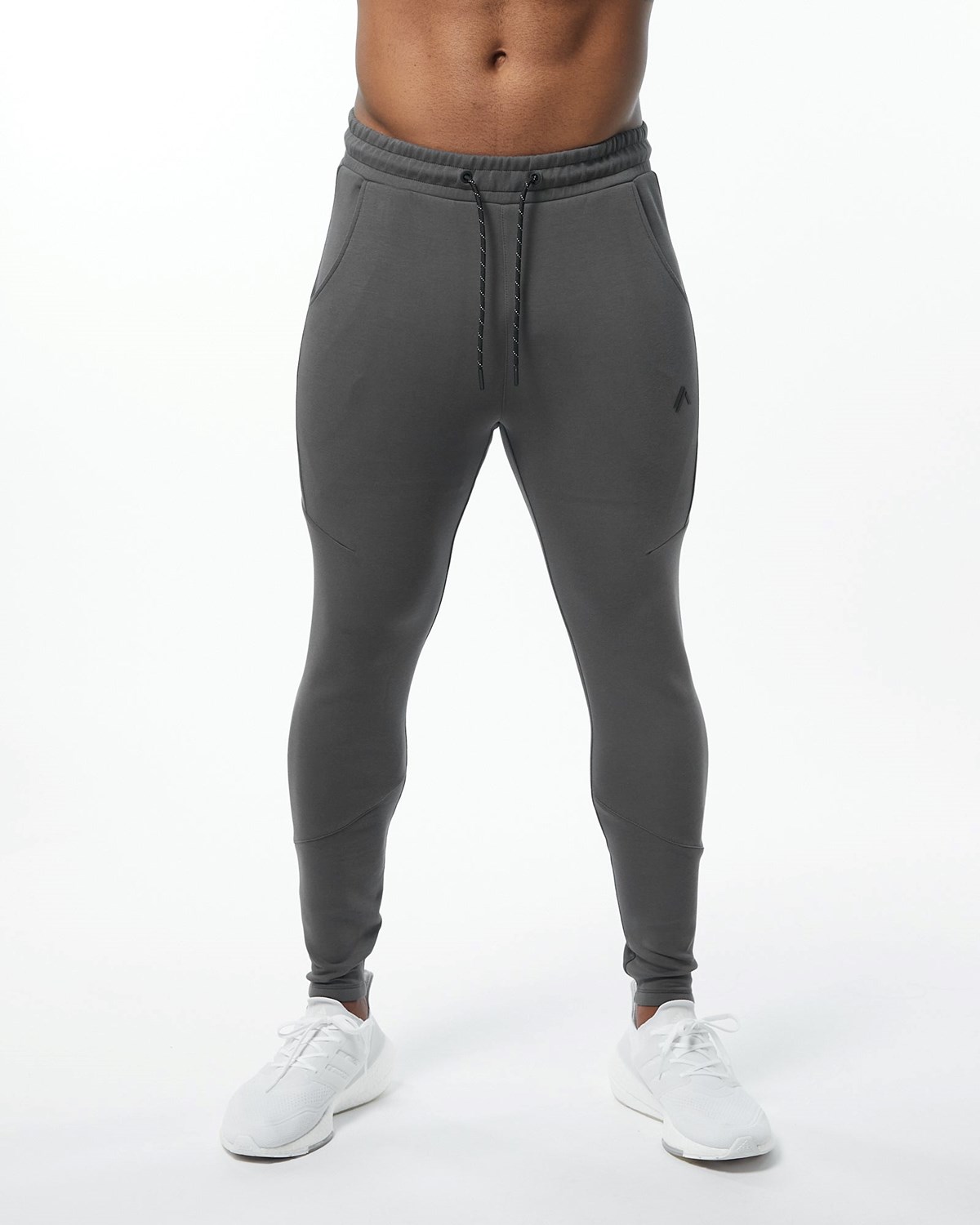 Alphalete Interlock Knit Zip Jogger Charcoal | 827-YRDXMB