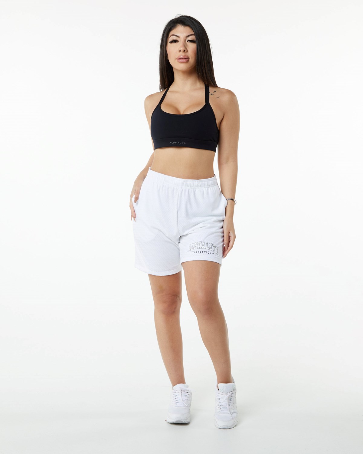 Alphalete Luxury Podsite 4-Way Stretch Mesh Kratke Biele | 579-KOSVTZ