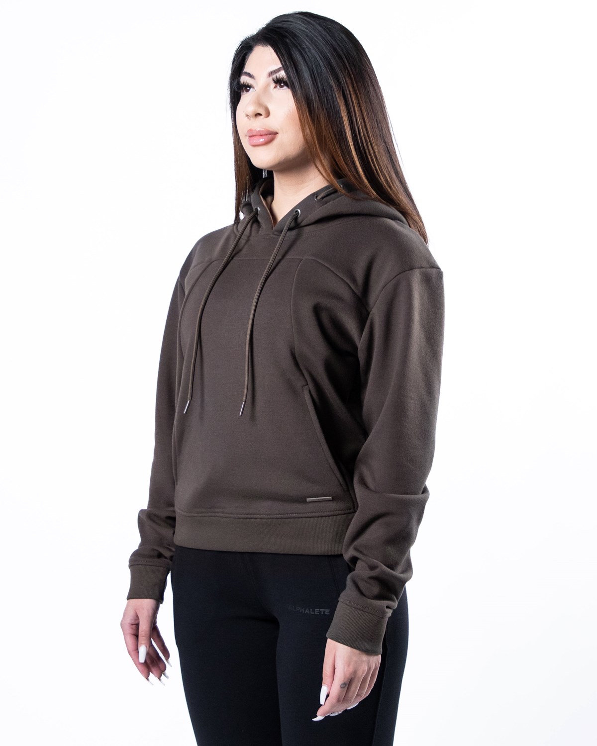 Alphalete Luxury Velvet Podsite Hoodie Tmavo Hnede | 675-PYVIXU